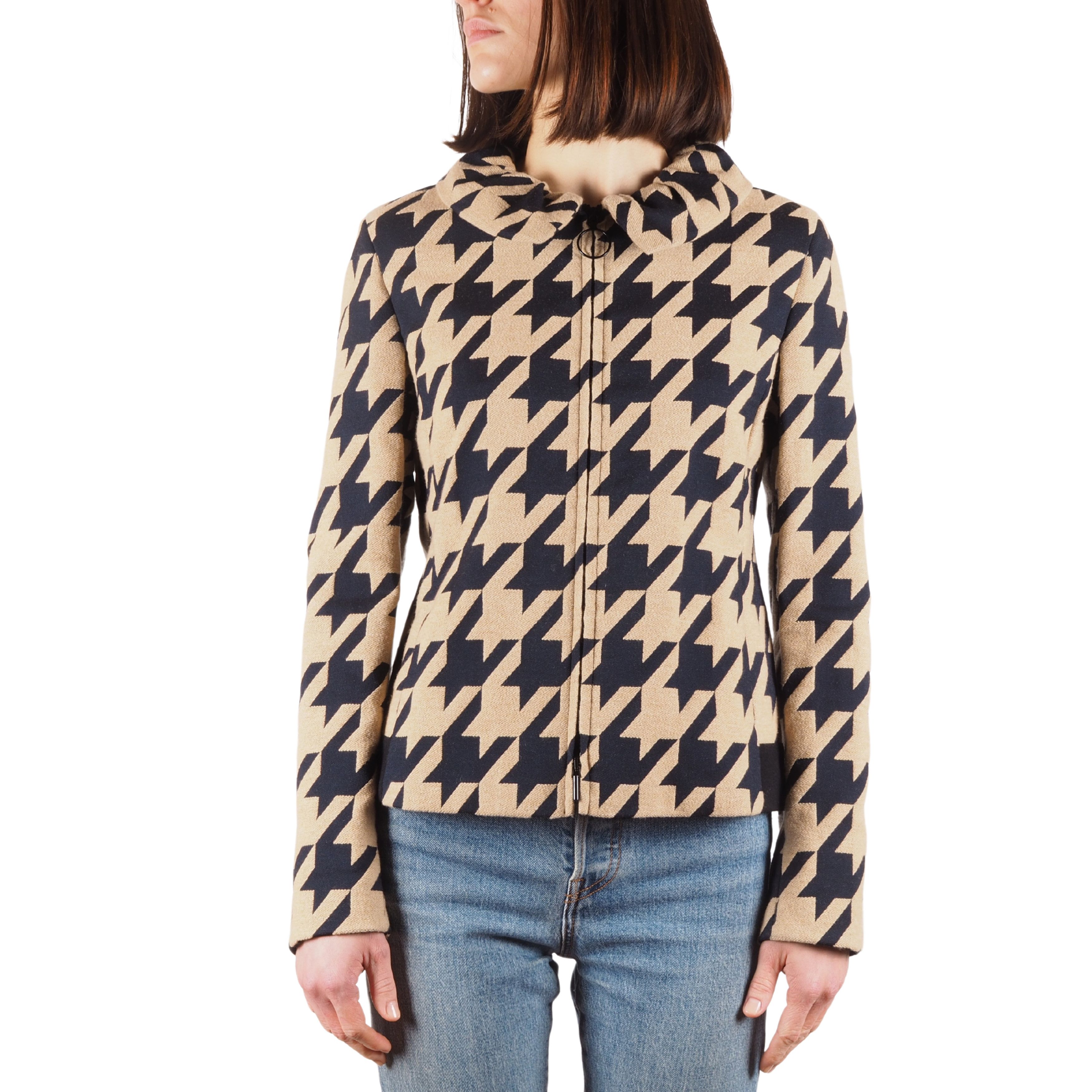 Akris Akris Beige Black Wool Houndstooth Jacket Size M / US 6-8 / IT 42-44 - 1 Thumbnail