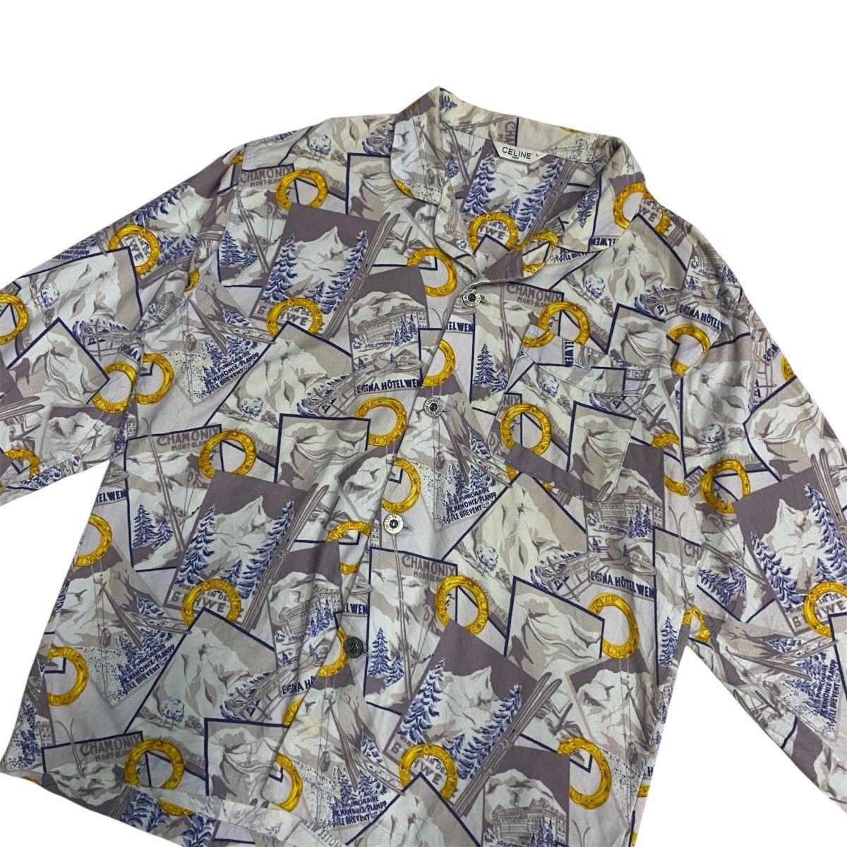 Celine Celine Paris Signature Print Shirt Vintage Luxury Size US L / EU 52-54 / 3 - 9 Thumbnail