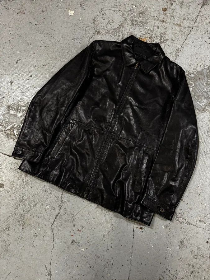 Prada FW2000 Prada Black Minimalist Leather Jacket Size US M / EU 48-50 / 2 - 4 Thumbnail