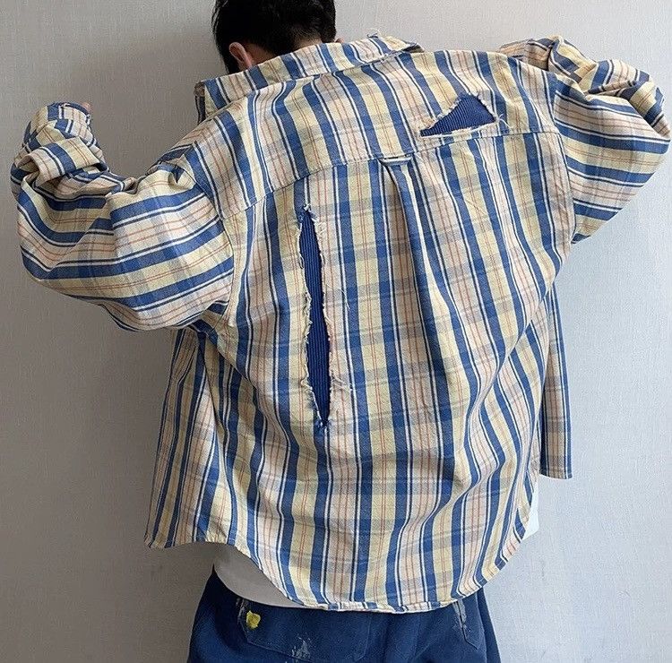 Japanese Brand × Vintage Avant garde retro distressed patchwork plaid button up shirt Size US M / EU 48-50 / 2 - 2 Thumbnail