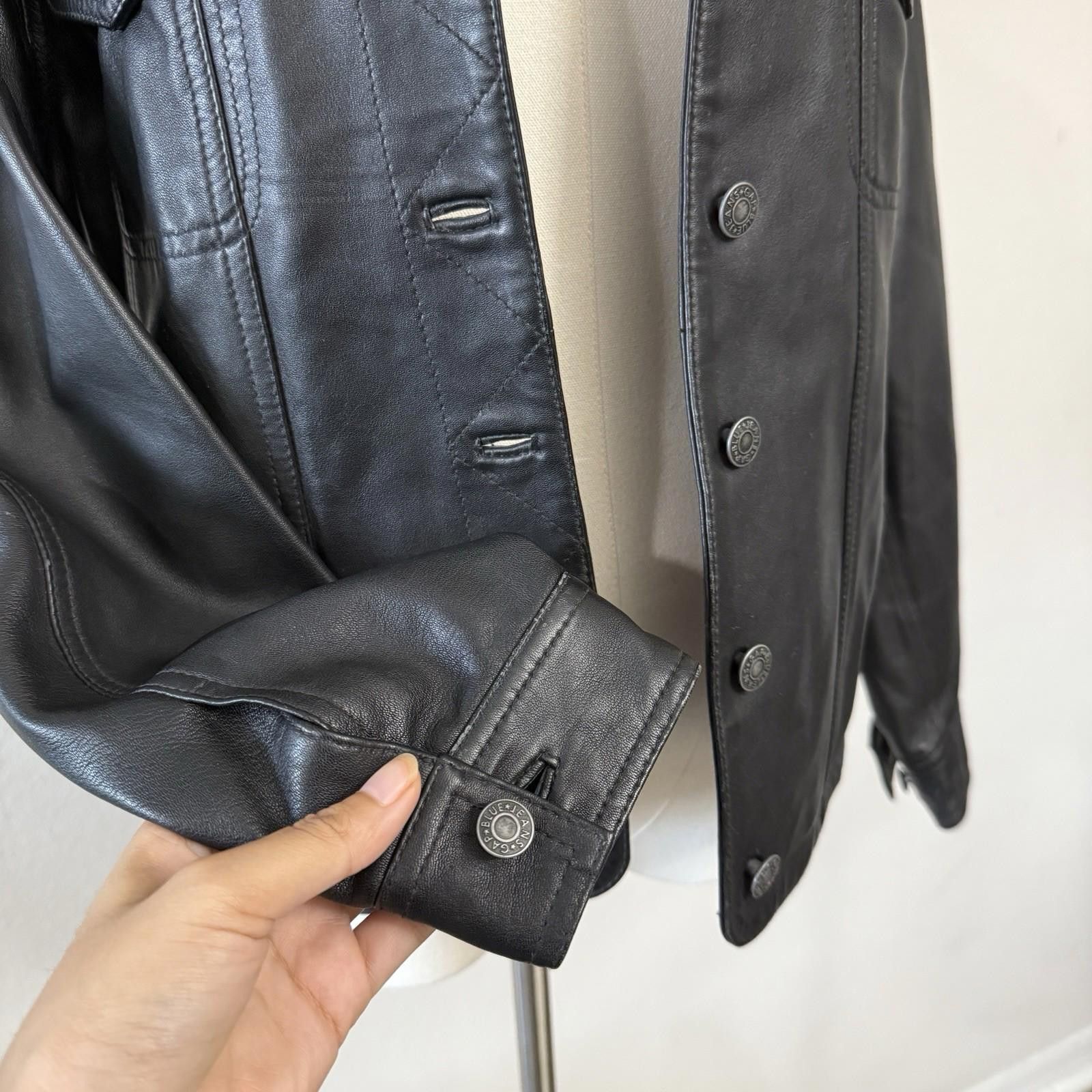 Gap Gap Large Black Leather Jacket Vintage, Button-Up, 4-Pocket Size S / US 4 / IT 40 - 6 Thumbnail