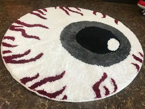 VIBE Handmade Red Silk Eyeball Soft Rug Size ONE SIZE - 2 Thumbnail