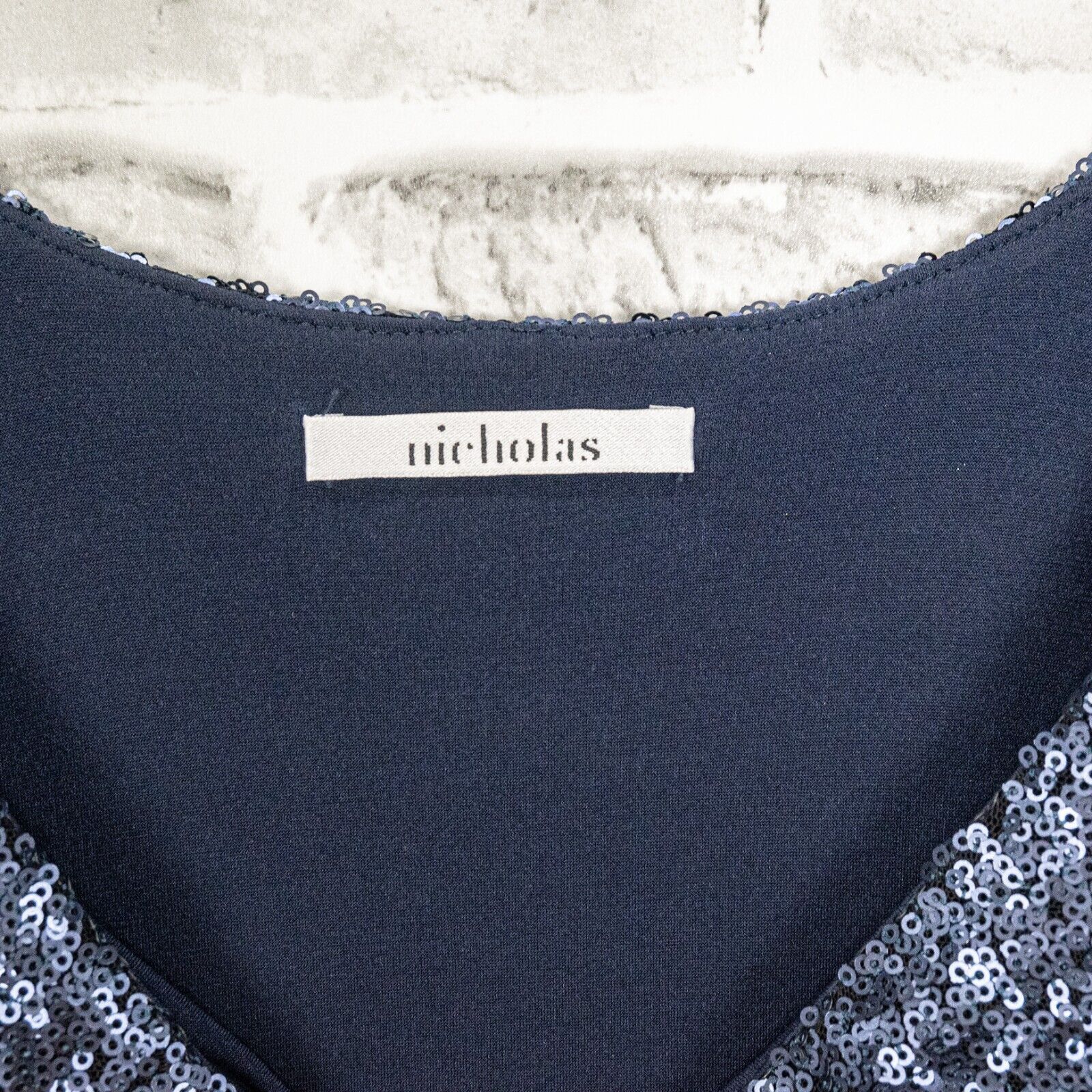 Other NICHOLAS Blue Sequin Bodycon Dress Scoop neck Long Sleeve Size M / US 6-8 / IT 42-44 - 4 Thumbnail