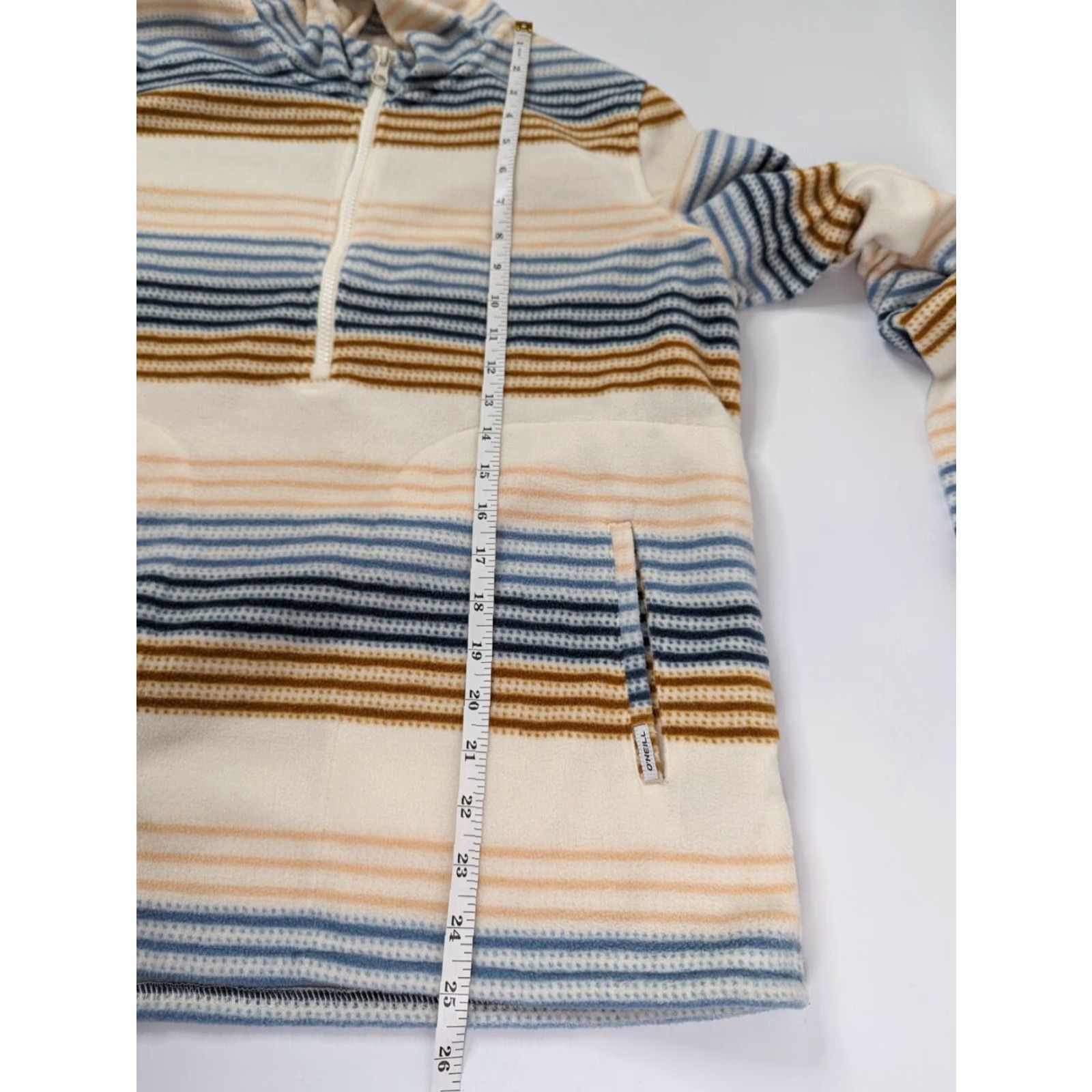 O'Neill VINTAGE O'Neill Hoodie Stripe Pullover Womens Medium Long Sleeve Half Zip Polar Fleece Size M / US 6-8 / IT 42-44 - 5 Thumbnail