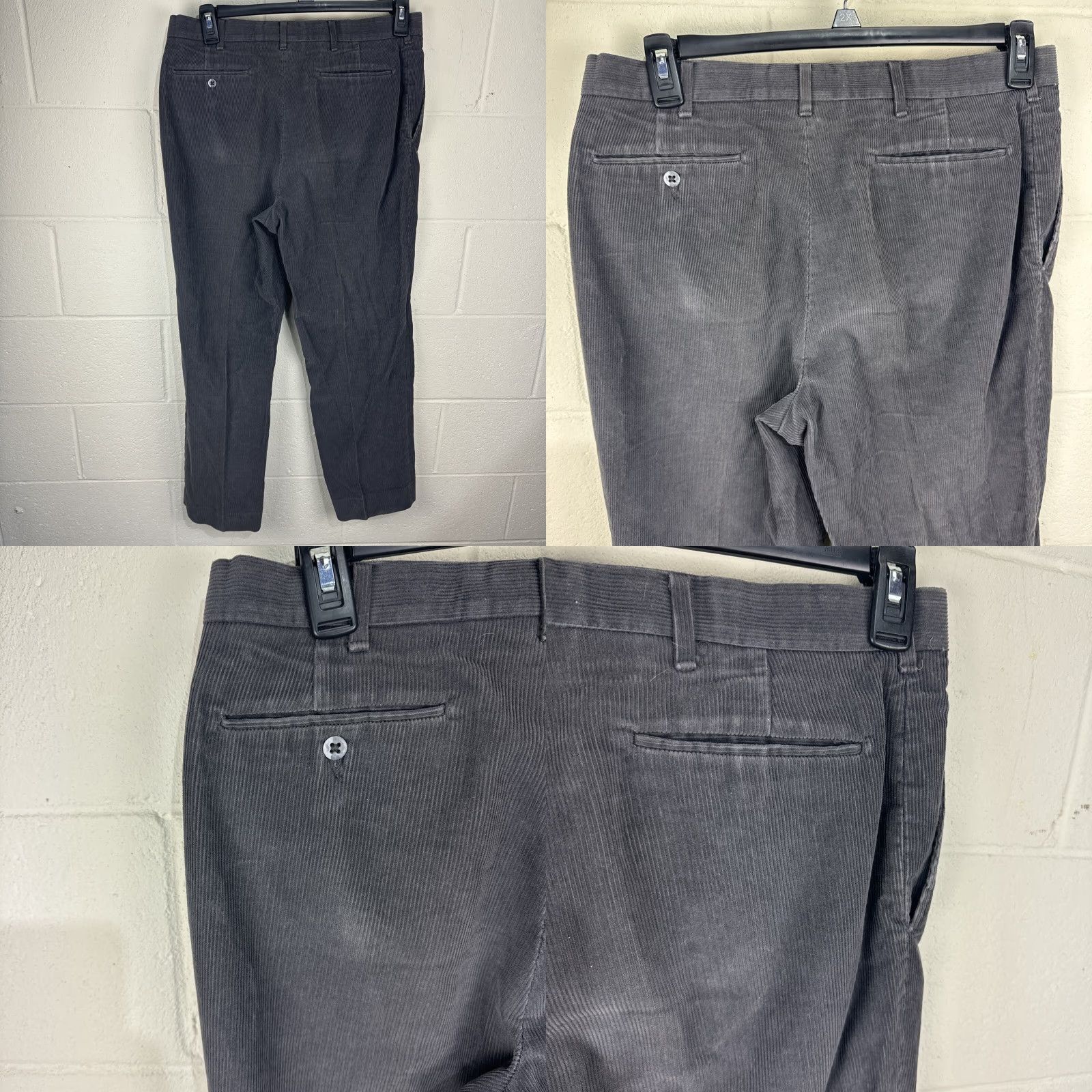 Haggar VINTAGE Haggar Pants Mens 34x30 Gray Corduroy Flat Front Straight Leg 90s Retro Grunge Hipster Logo Casual Workwear Size US 34 / EU 50 - 9 Thumbnail