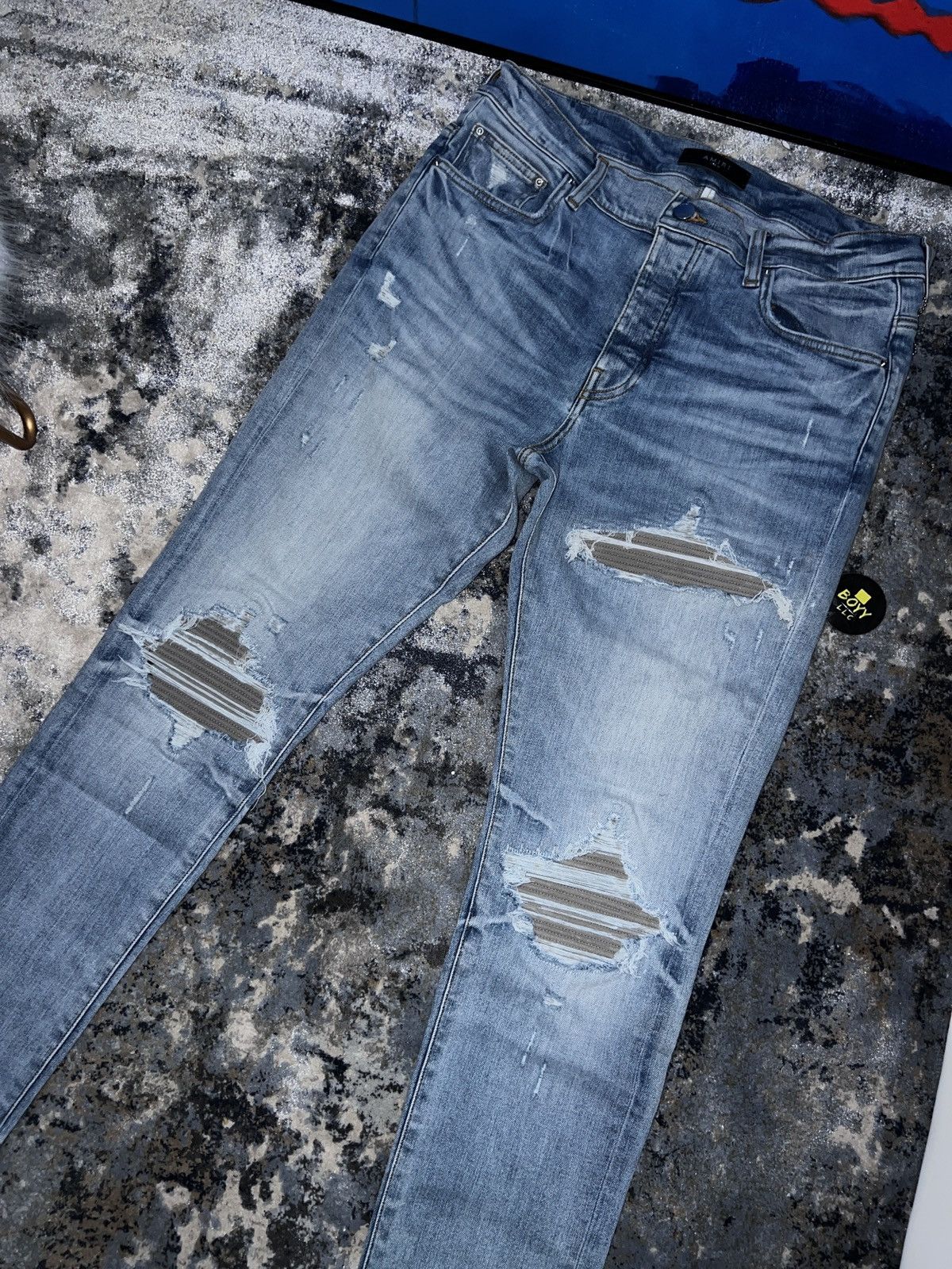 Amiri Amiri grey patch mx1 jeans Size US 33 - 2 Thumbnail