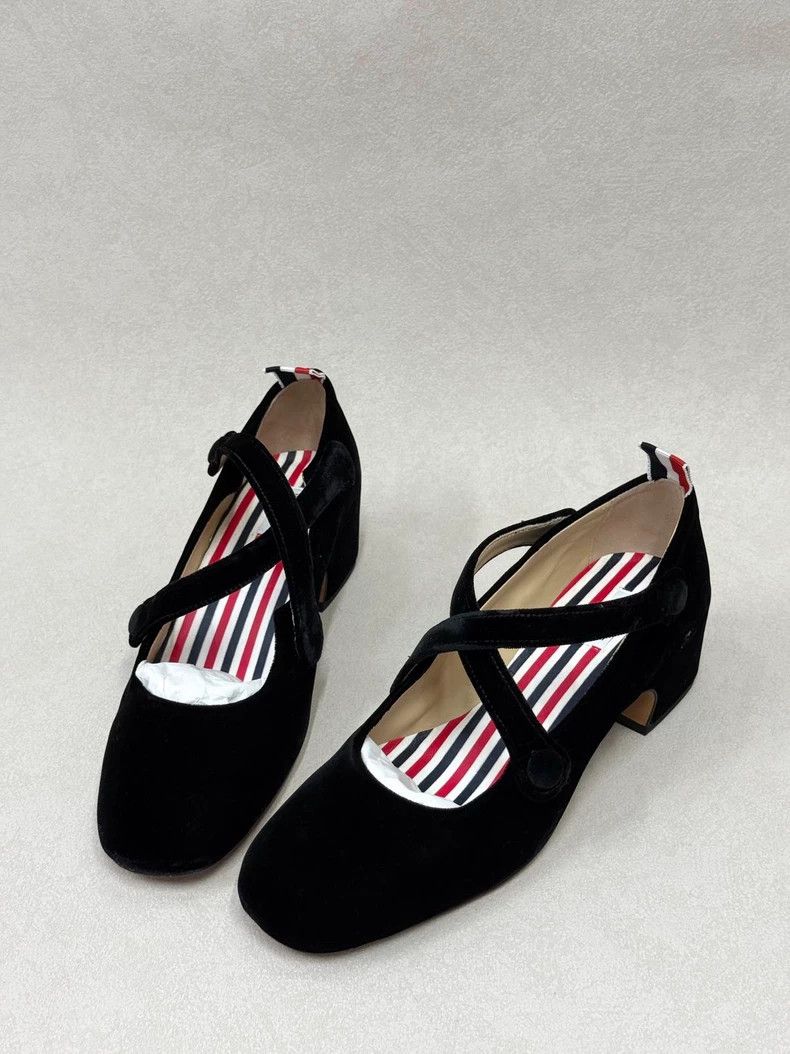Thom Browne Thom Browne Women's Velvet Mary Janes - dmc Size US 5.5 / EU 38 - 1 Thumbnail
