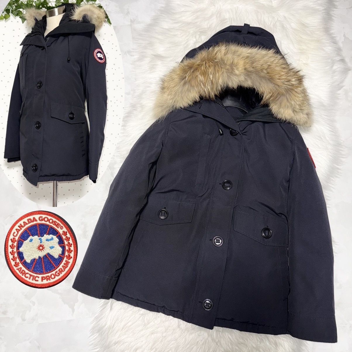 Canada Goose Genuine Canada Goose Hooded Fur Down Jacket Coat S/P Black Size S / US 4 / IT 40 - 1 Thumbnail