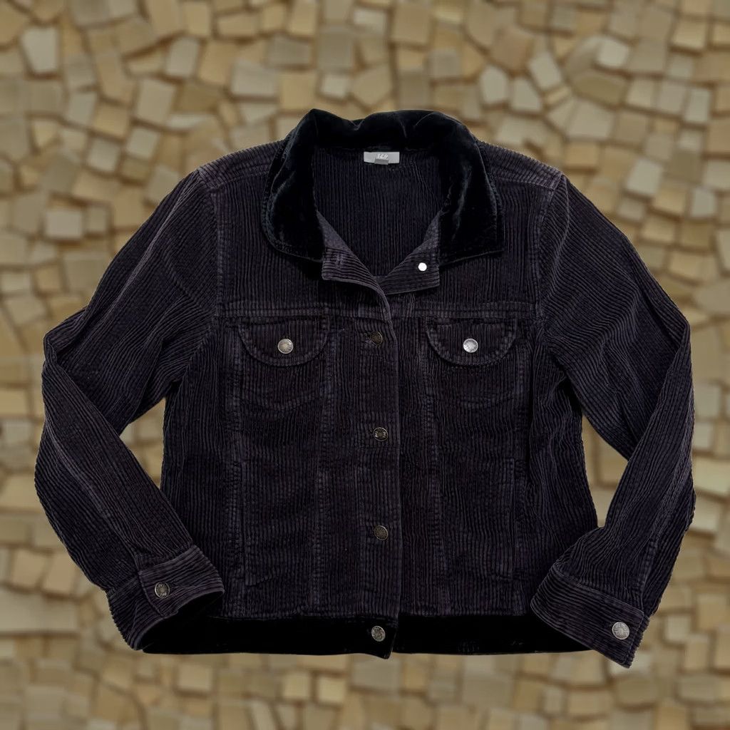 J. Jill J. Jill Black Corduroy Fuzzy Velvet Collar Long Sleeve Womens Jacket Size M Size M / US 6-8 / IT 42-44 - 1 Thumbnail