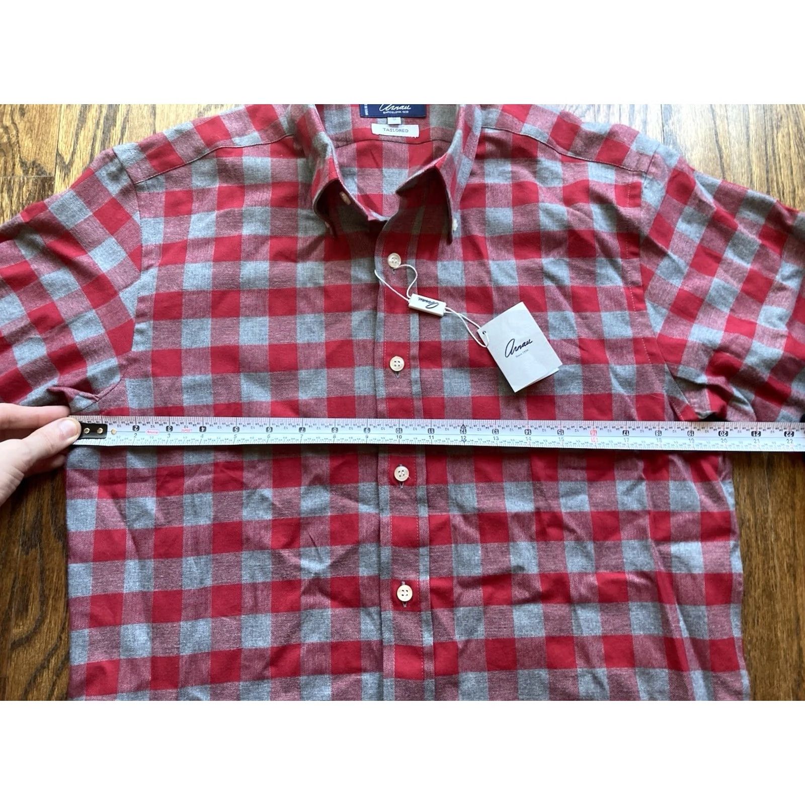 Vintage NWT Arnau Barcelona Shirt Mens Small Long Sleeve Button Plaid Red Cotton Size US S / EU 44-46 / 1 - 7 Thumbnail