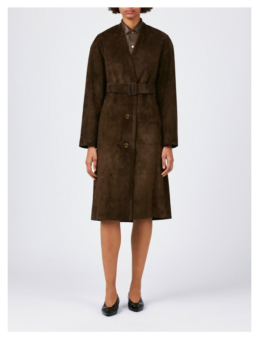 Loro Piana o1srvl11e0126 FAO3692 Cash Suede Peter Coat in Brown Size M / US 6-8 / IT 42-44 - 1 Preview