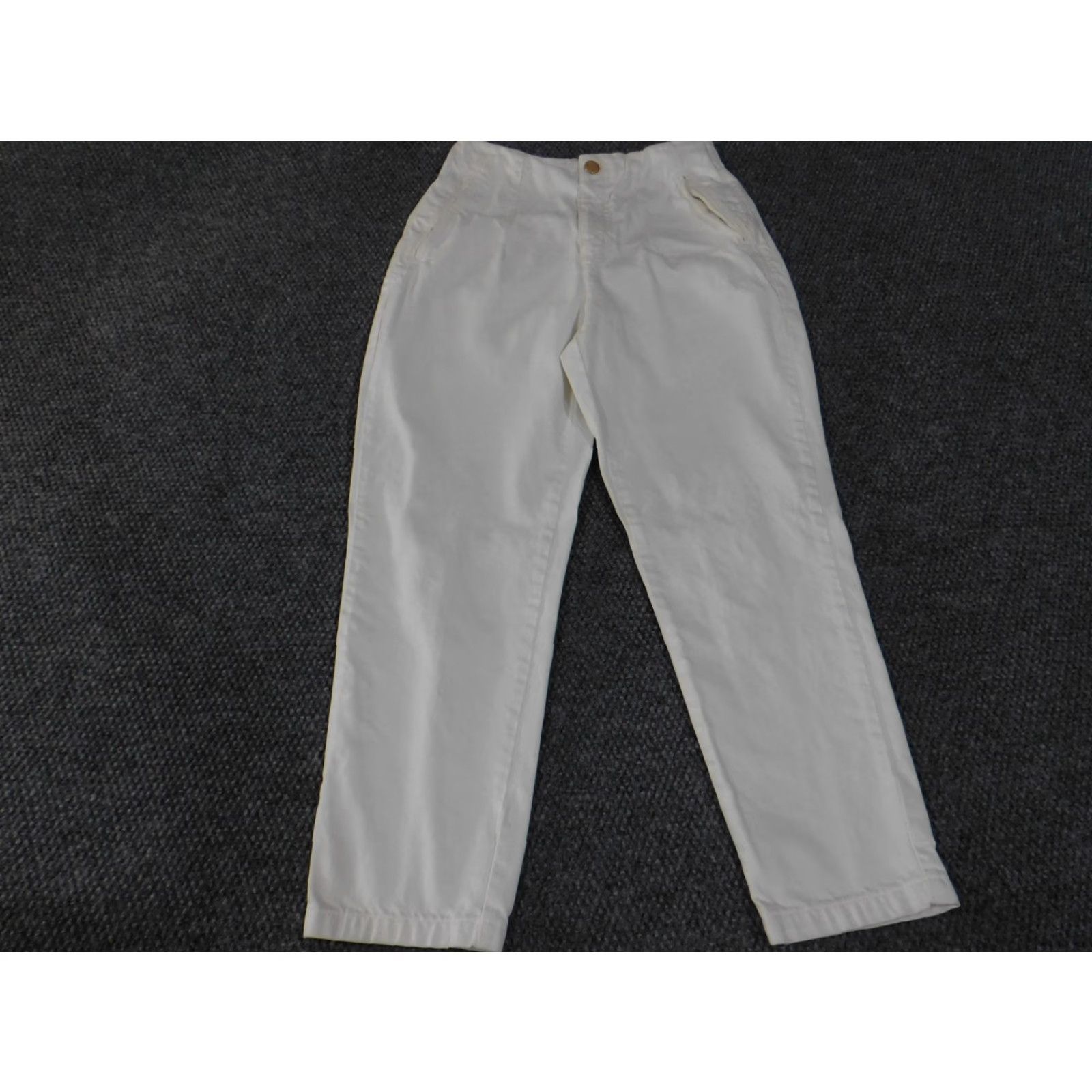 Zara Zara Womens Pants Large White Pleated Front Chino Trousers 100% Cotton High Rise Size 36" / US 14 / IT 50 - 3 Thumbnail