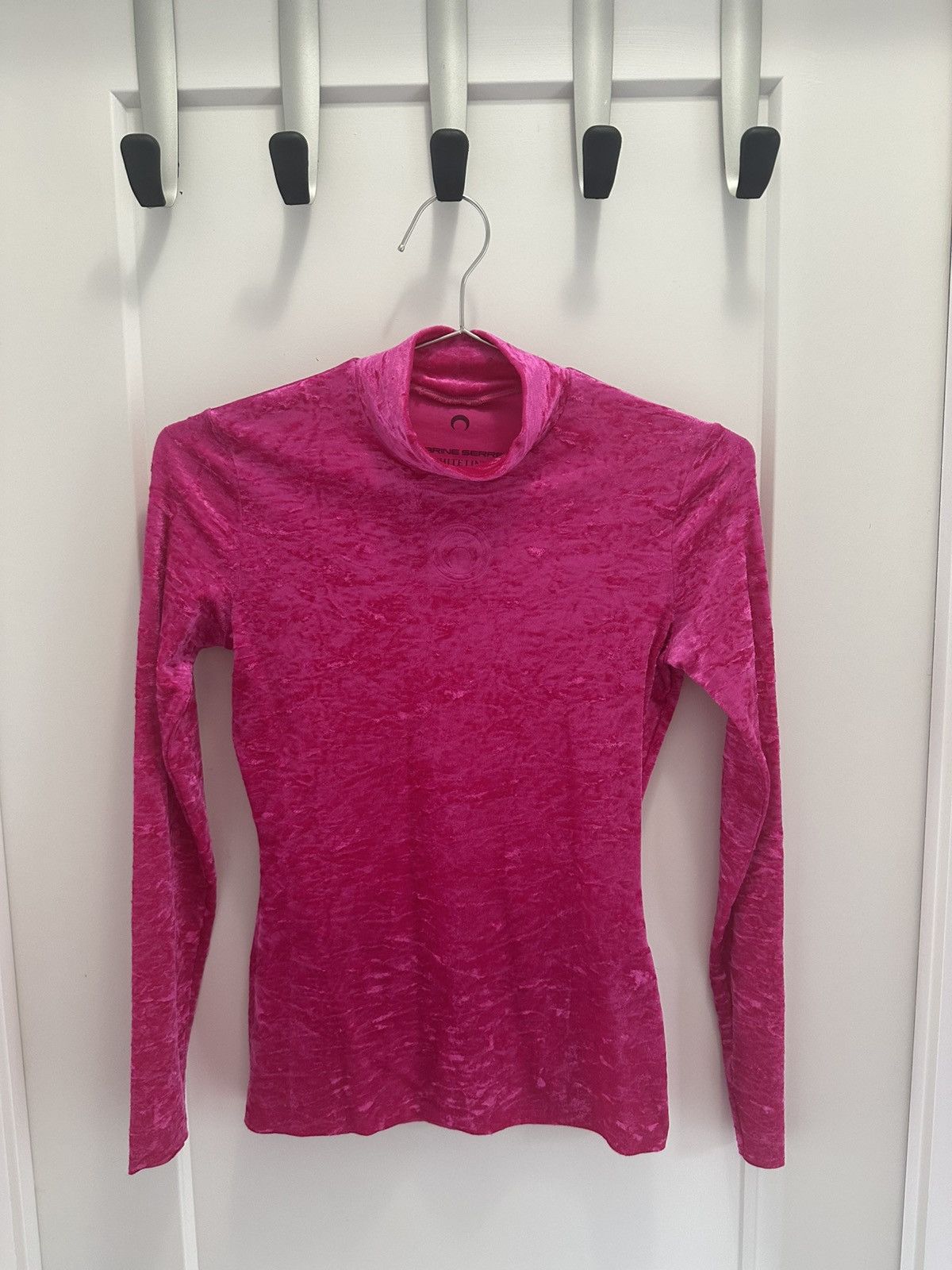 Marine Serre Marine Serre Pink Crushed Velvet Stretch Turtleneck Size US S / EU 44-46 / 1 - 1 Thumbnail