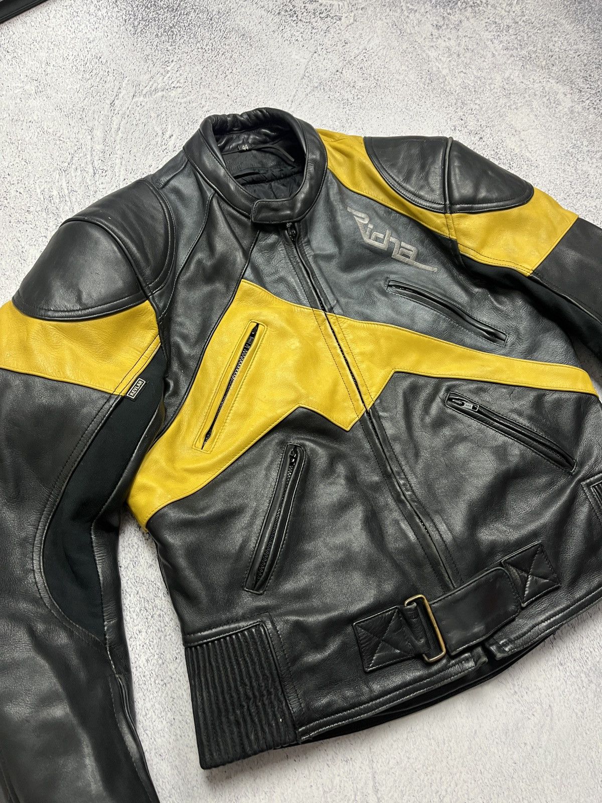 Genuine Leather Richa Black Moto Leather Jacket Vintage Racing Bike Size US S / EU 44-46 / 1 - 5 Thumbnail