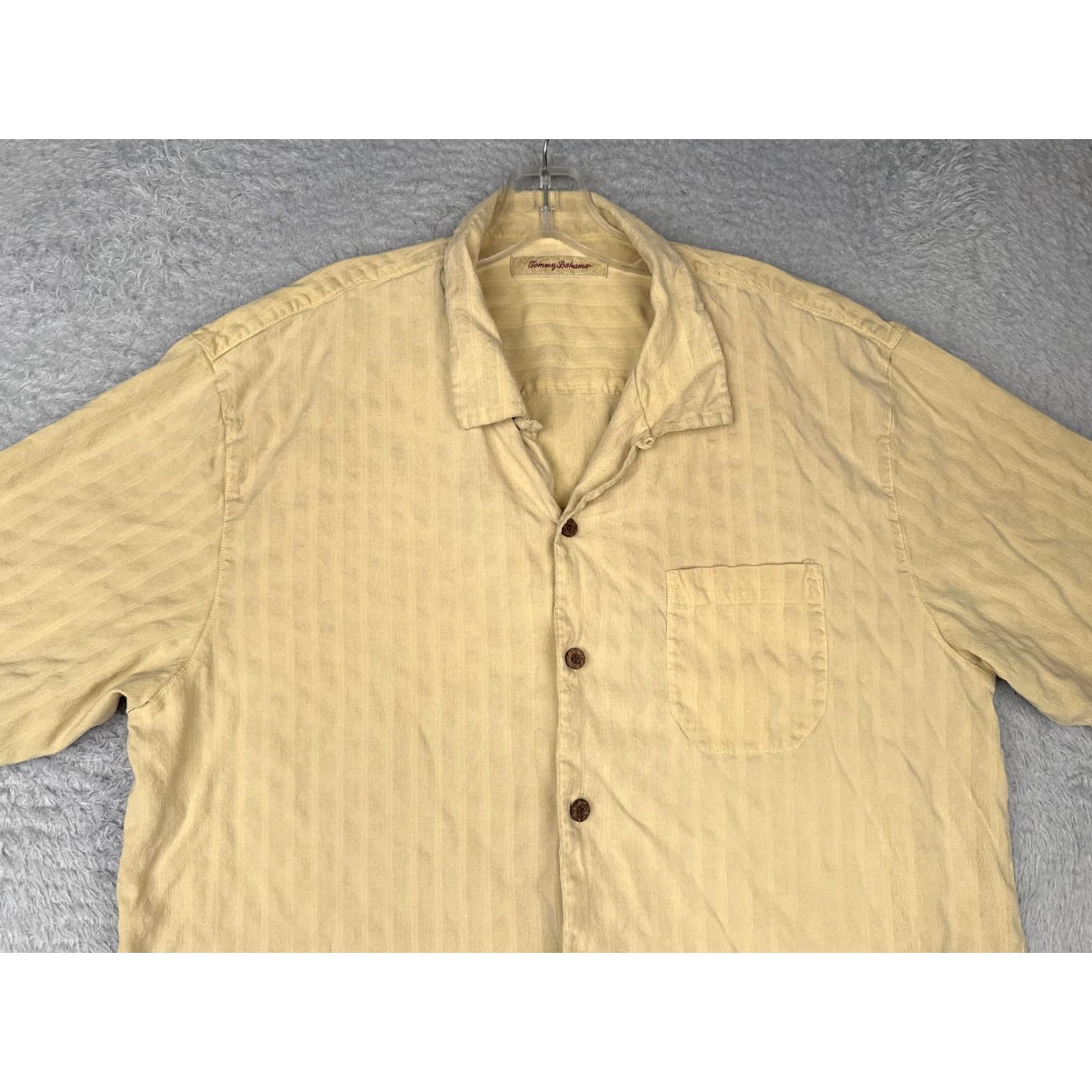 Tommy Bahama Tommy Bahama Shirt Men Extra Large Ywllow Stripe Button Up Silk Hawaiian READ Size US XL / EU 56 / 4 - 4 Thumbnail