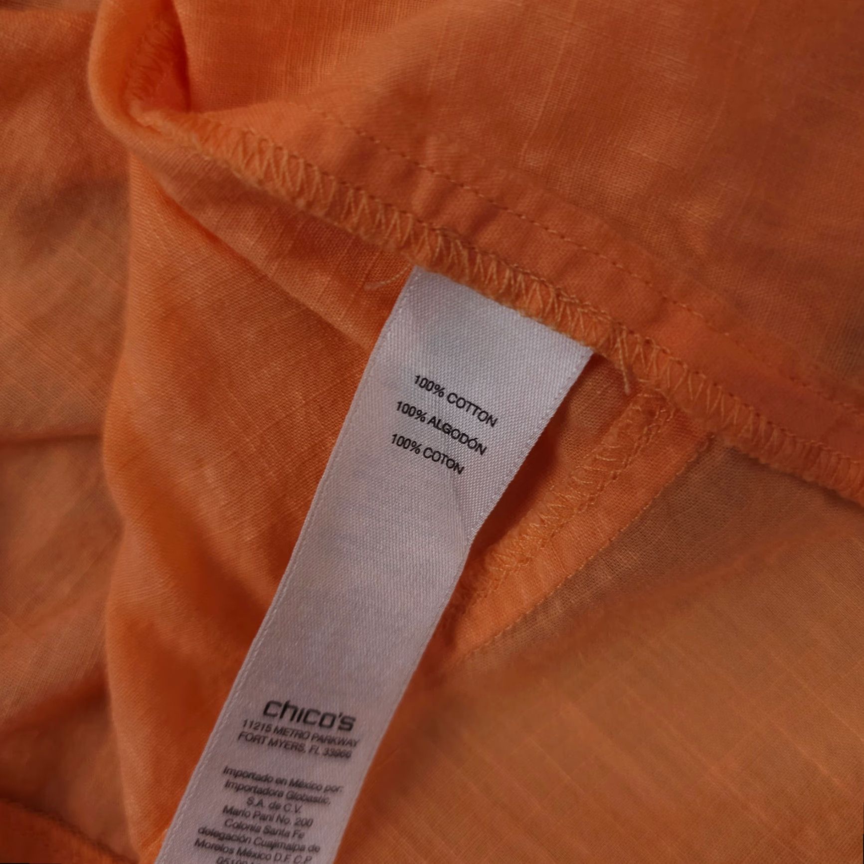 Vintage Chicos Shirt Womens 1 US Medium Orange Button Up Roll Tab Sleeve Shirttail Hem Shirt Womens M Orange Button-Up Roll Tab Sleeve Shirttail Hem Size M / US 6-8 / IT 42-44 - 4 Thumbnail