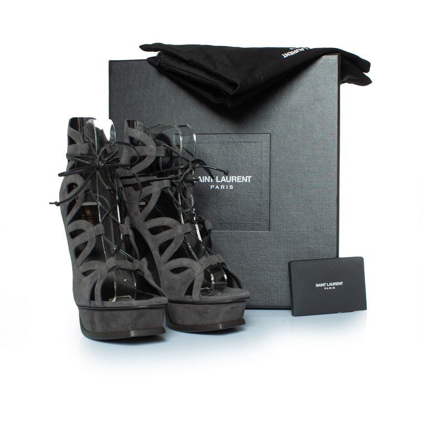 Saint Laurent Paris Saint Laurent, Suede lace up tribute 16 pumps Size US 9.5 / IT 39.5 - 8 Thumbnail