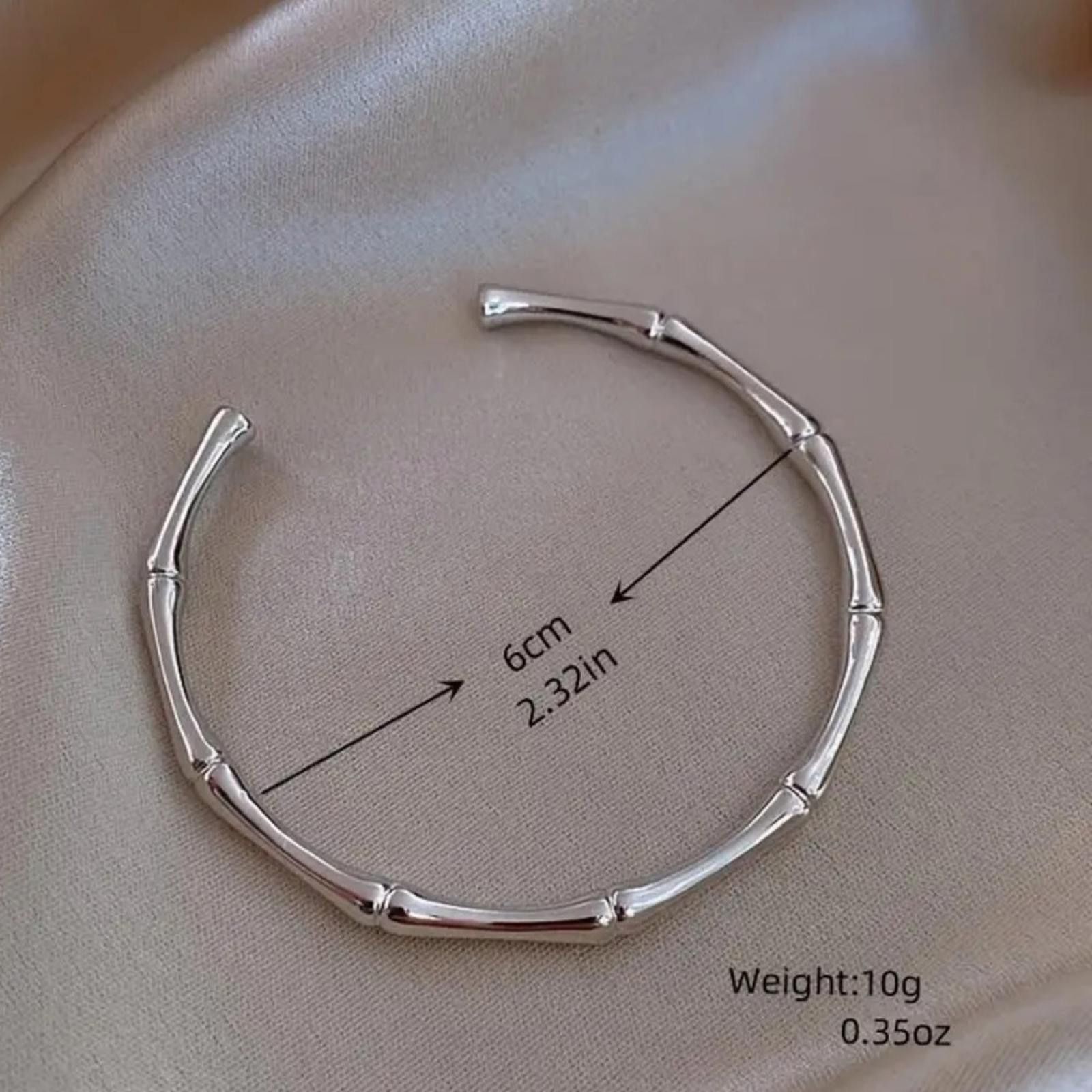 Designer Silver Bamboo Cuff Bangle Bracelet NWT Size ONE SIZE - 3 Thumbnail