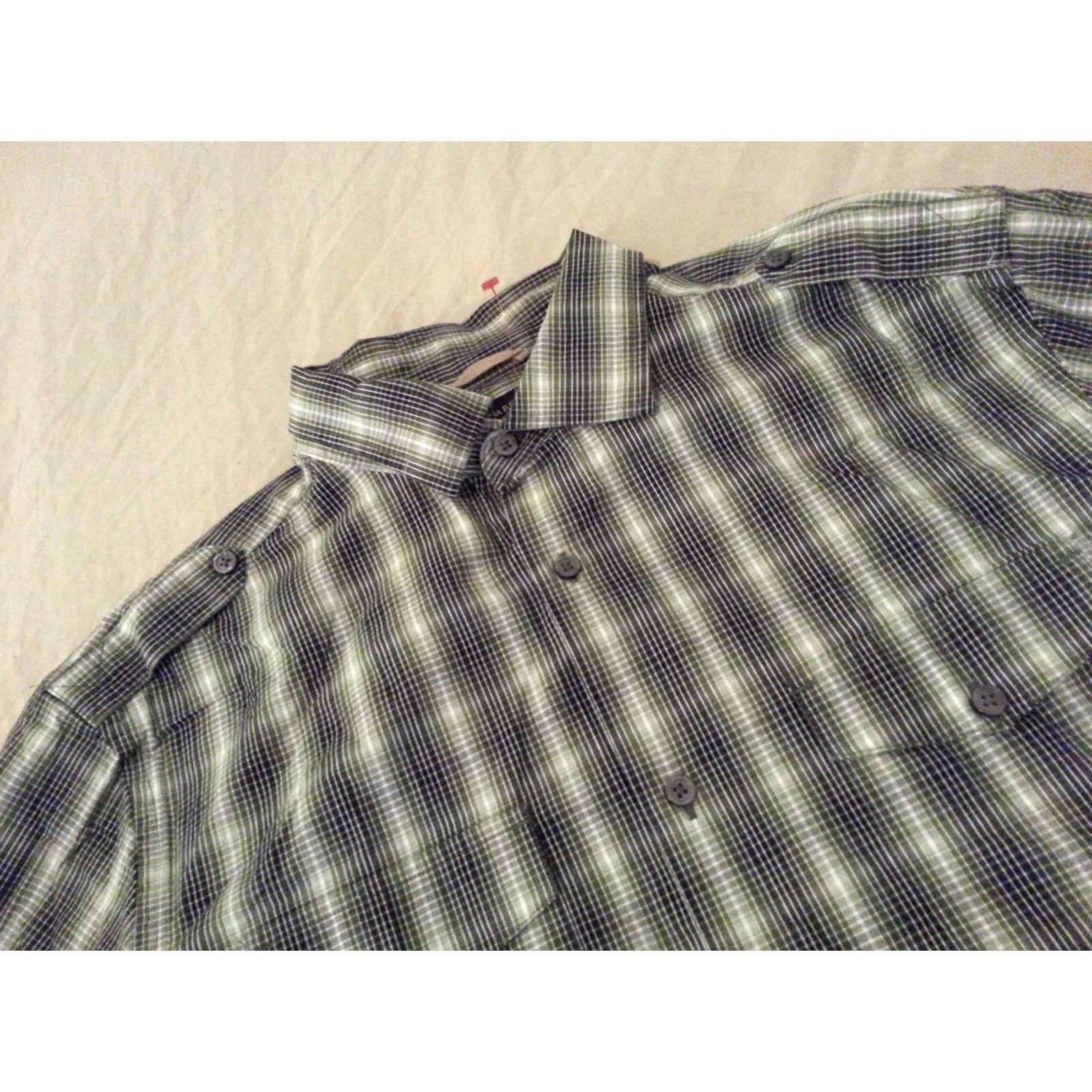 Banana Republic VINTAGE Banana Republic Dress Shirt Green Plaid XL 17 1/2 Cotton Long Sleeve Mens Shirt Size 48R - 3 Thumbnail
