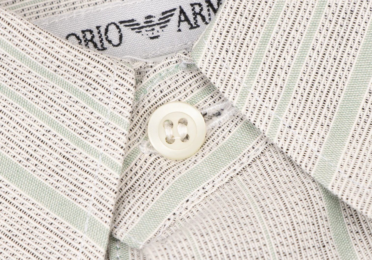 Emporio Armani Cotton Rayone Striped Shirt in Beige, Size L Size US L / EU 52-54 / 3 - 4 Thumbnail
