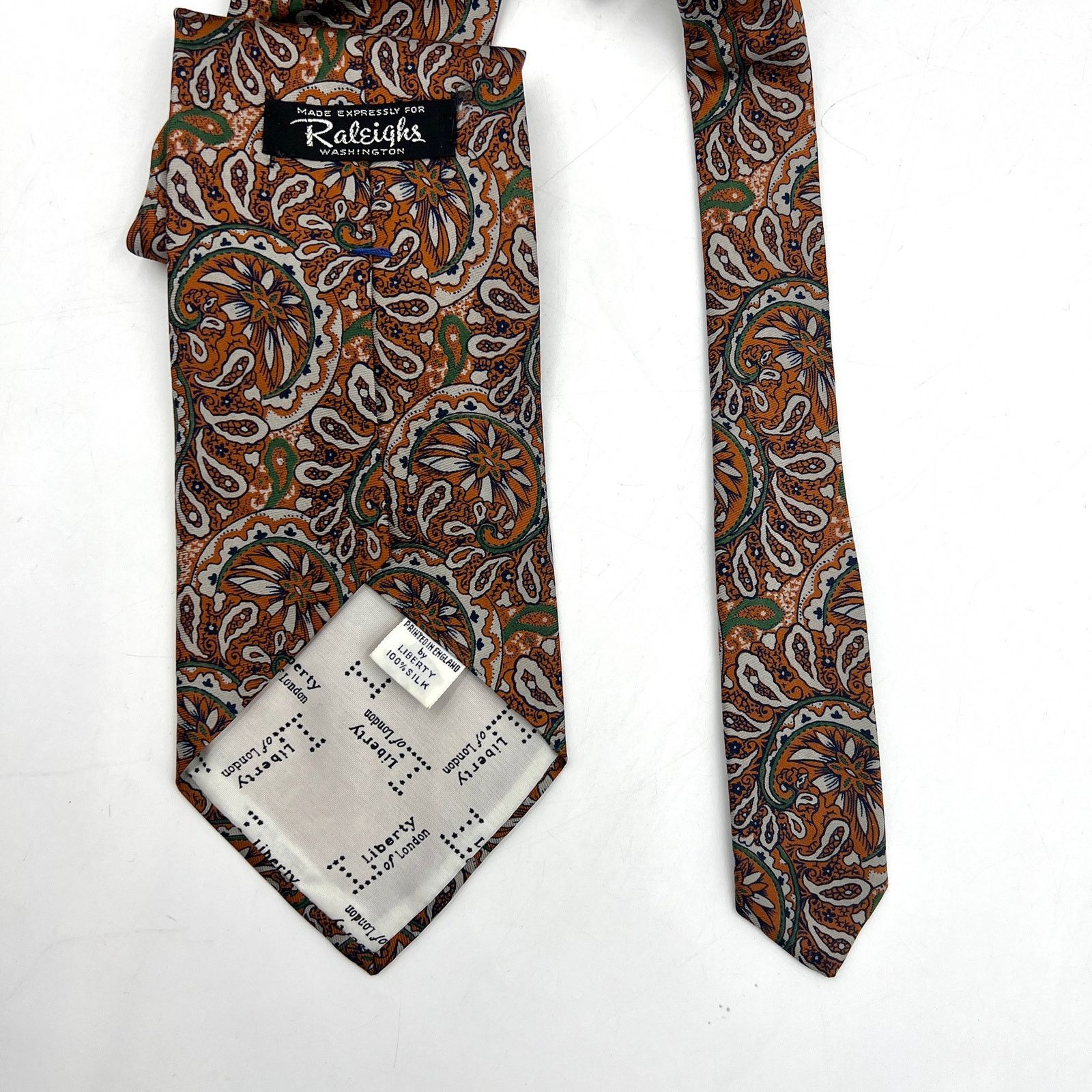 Liberty London × Vintage Liberty of London Paisley Silk Tie Vintage Orange Gray Size ONE SIZE - 4 Thumbnail