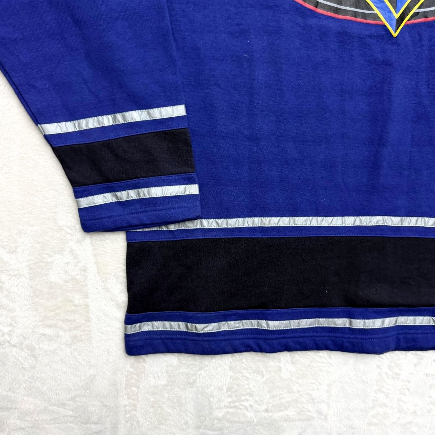 Jerzees VINTAGE Jerzees Shirt Mens XL Blue Long Sleeve V-Neck Hockey Jersey Graphic Logo Size US XL / EU 56 / 4 - 6 Thumbnail