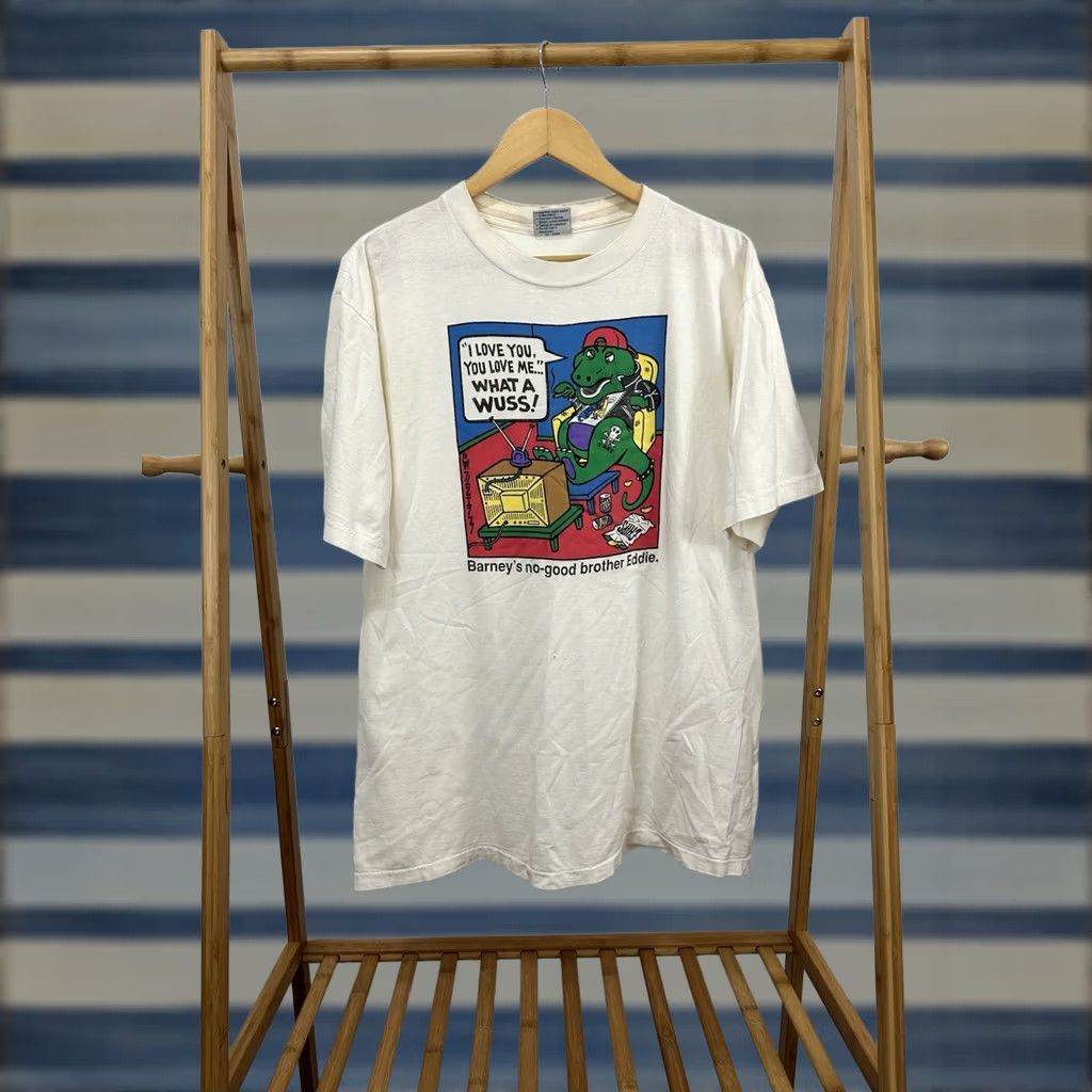 Vintage VTG 90s Barney No Good Brother Eddie Blunt Weed Beer T-Shirt XL White Men XS? Size US XL / EU 56 / 4 - 1 Thumbnail