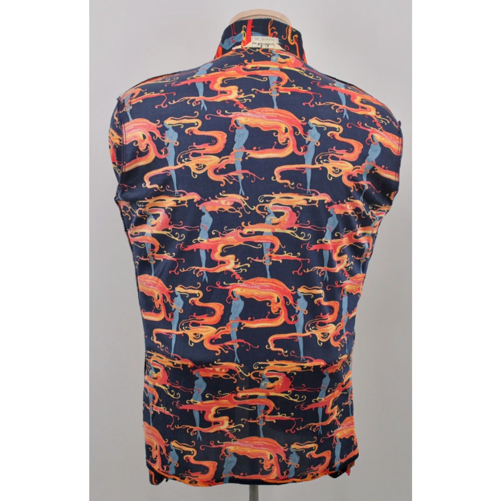 Vintage VINTAGE Nik-Nik Shirt 70s Mens Polyester Print Flame Erte Woman Sz M Blue Disco 1970s Size US M / EU 48-50 / 2 - 2 Thumbnail