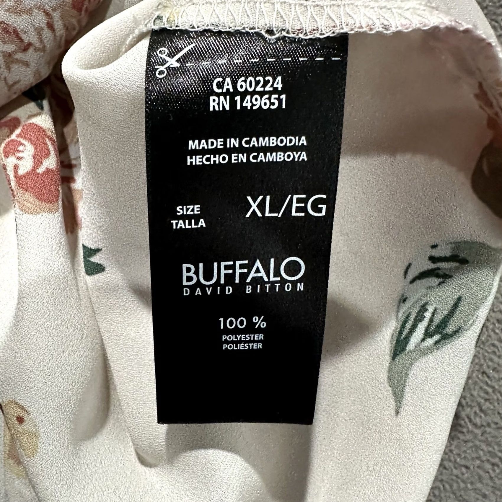 Buffalo David Bitton Buffalo David Bitton Blouse Ladies XL Ivory Blossom Woven Short Sleeve Pocket Size XL / US 12-14 / IT 48-50 - 4 Thumbnail