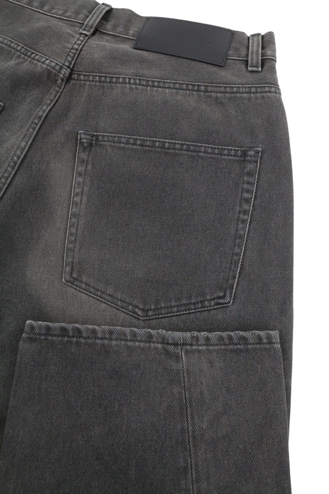 Ambush Design W31 Black Faded Cropped Asymmetric Button Jeans 86793 Size US 31 - 5 Thumbnail