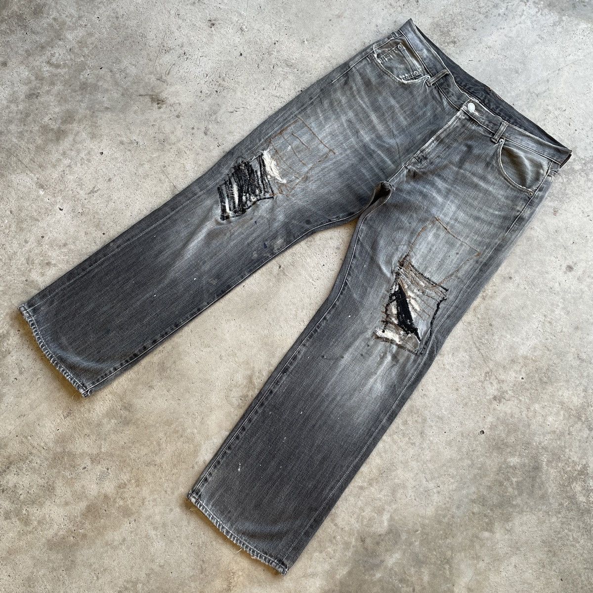 Japanese Brand W37x31.5💥 Japanese Vintage Black Faded Denim Jeans Pants Size US 37 - 2 Thumbnail