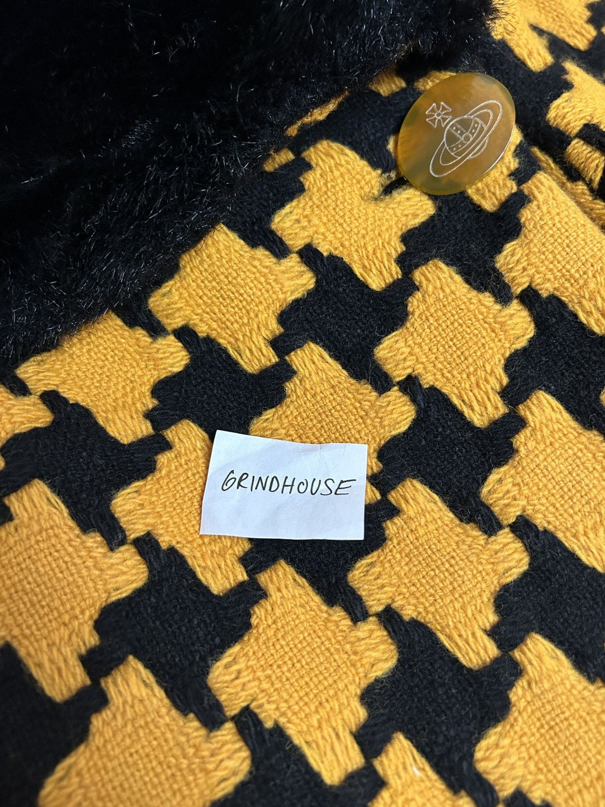 Vivienne Westwood F/W 89 Houndstooth Coat with Fur Collar Size M / US 6-8 / IT 42-44 - 11 Thumbnail