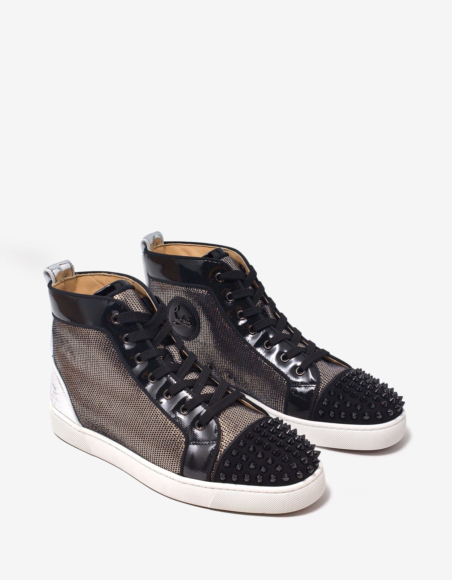 Christian Louboutin Lou Spikes Orlato Flat Metallic High Top Trainers Size US 11 / EU 44 - 1 Thumbnail