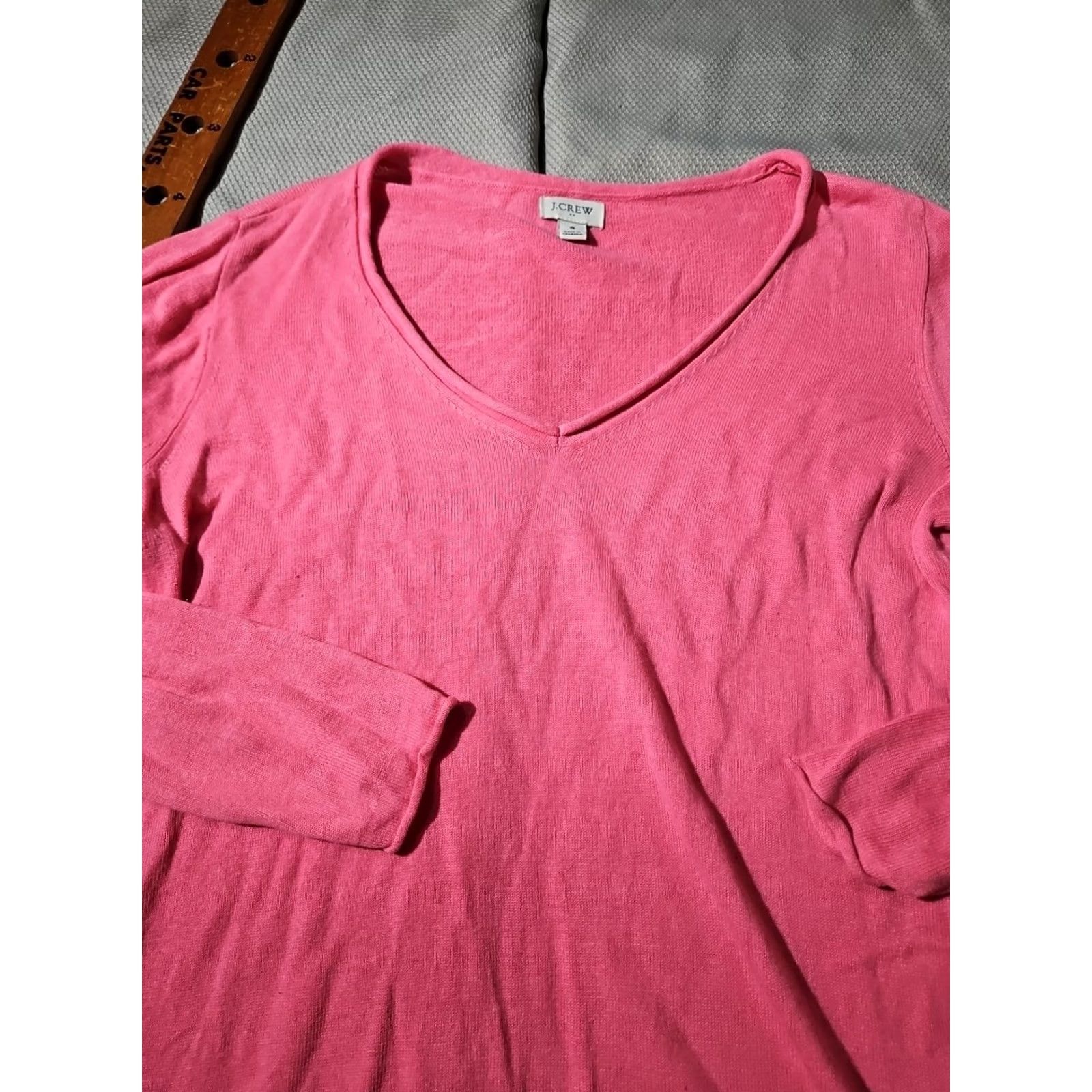 J.Crew VINTAGE J Crew Sweater Womens Pink Small Linen Blend Lightweight Roll Neck Raw Hem Size S / US 4 / IT 40 - 2 Thumbnail