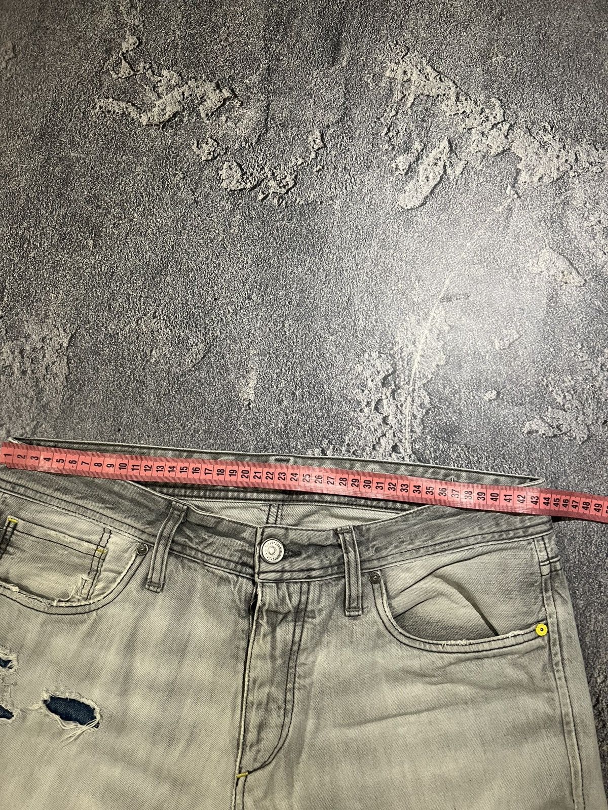 Japanese Brand Bullet Distressed Vintage Jeans — Slim Gray Fashion Style Size US 34 / EU 50 - 8 Thumbnail