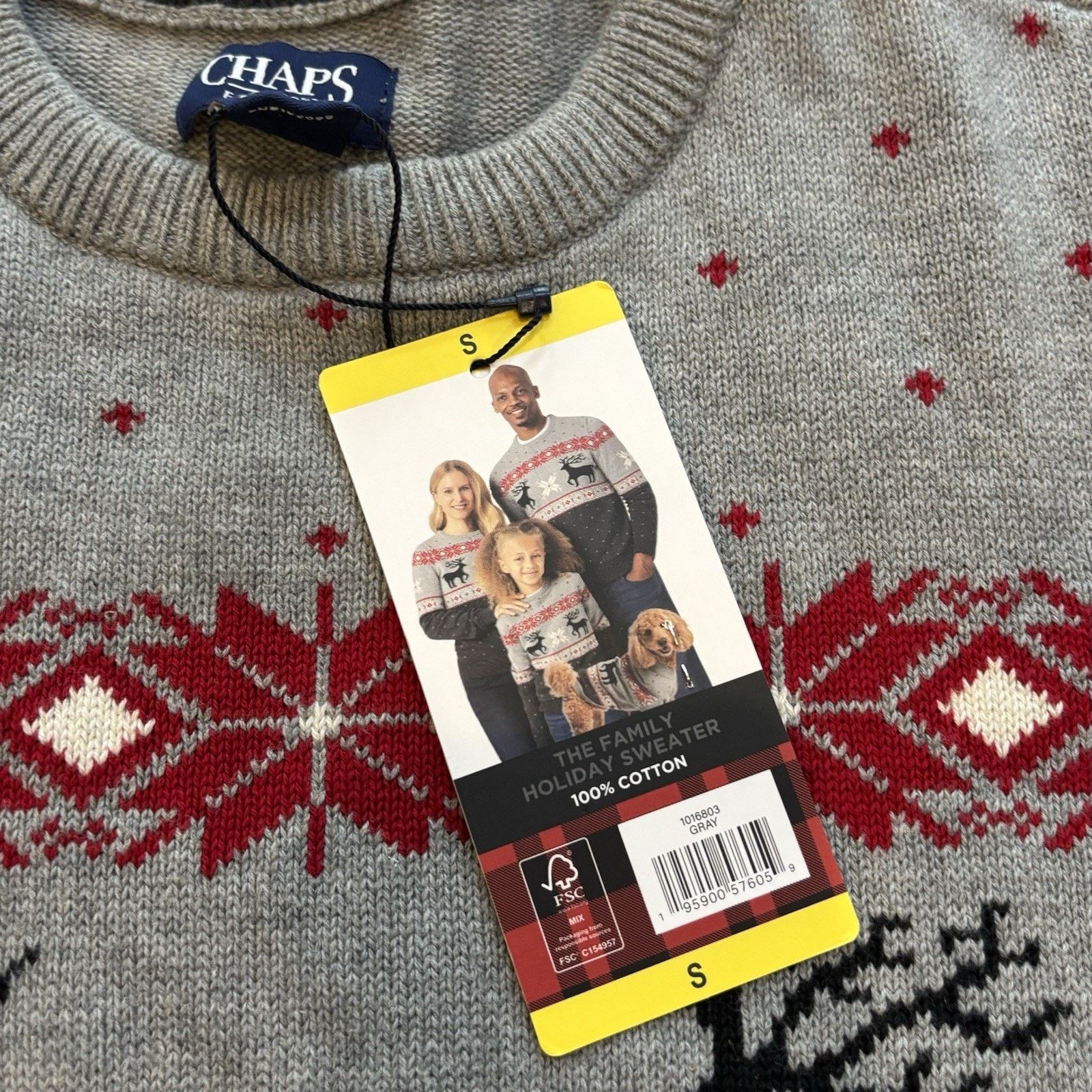 Chaps Chaps Sweater Gray Reindeer Snowflake Women's Small Cotton Size S / US 4 / IT 40 - 3 Thumbnail