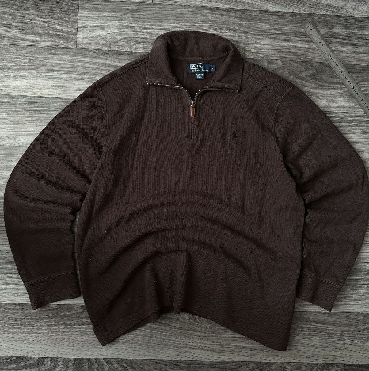 Polo Ralph Lauren × Ralph Lauren × Vintage RARE Polo Ralph Lauren Vintage 1/3 zip brown sweater size L Size US L / EU 52-54 / 3 - 4 Thumbnail
