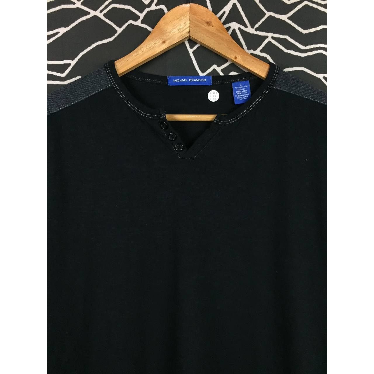 Vintage Distressed Michael Brandon Split V Neck Longsleeve Tee Size US L / EU 52-54 / 3 - 3 Thumbnail