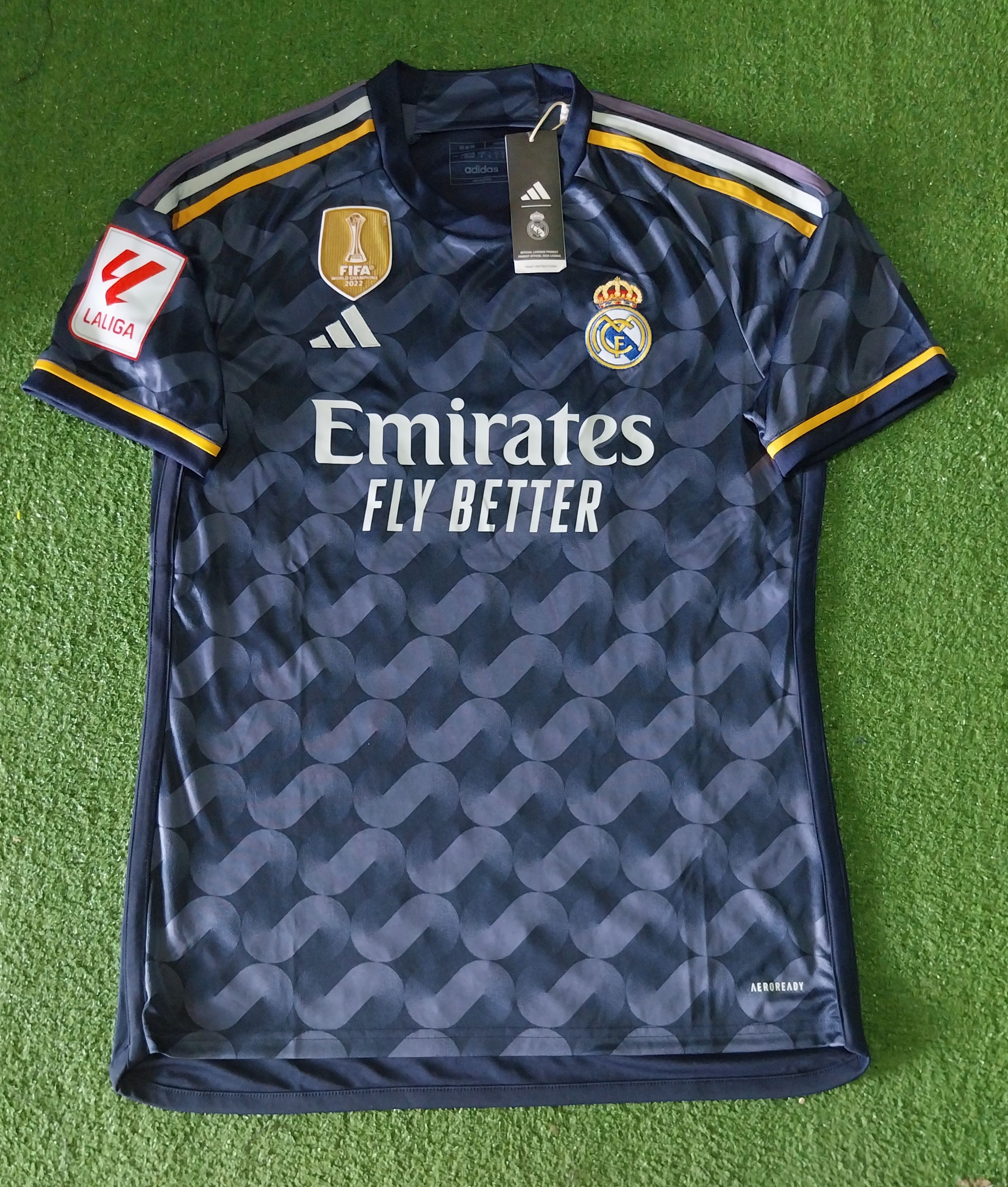 image of Adidas x Soccer Jersey Real Madrid Away 2023/2024 Jude Bellingham Jersey Football in Black (Size La