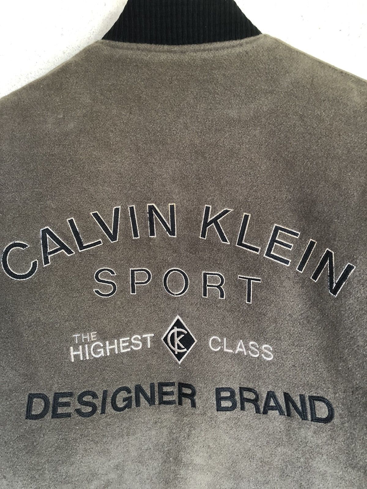 Calvin Klein × Japanese Brand × Vintage Vintage Calvin Klein Sport Varsity Half Leather Jacket Size US L / EU 52-54 / 3 - 16 Thumbnail