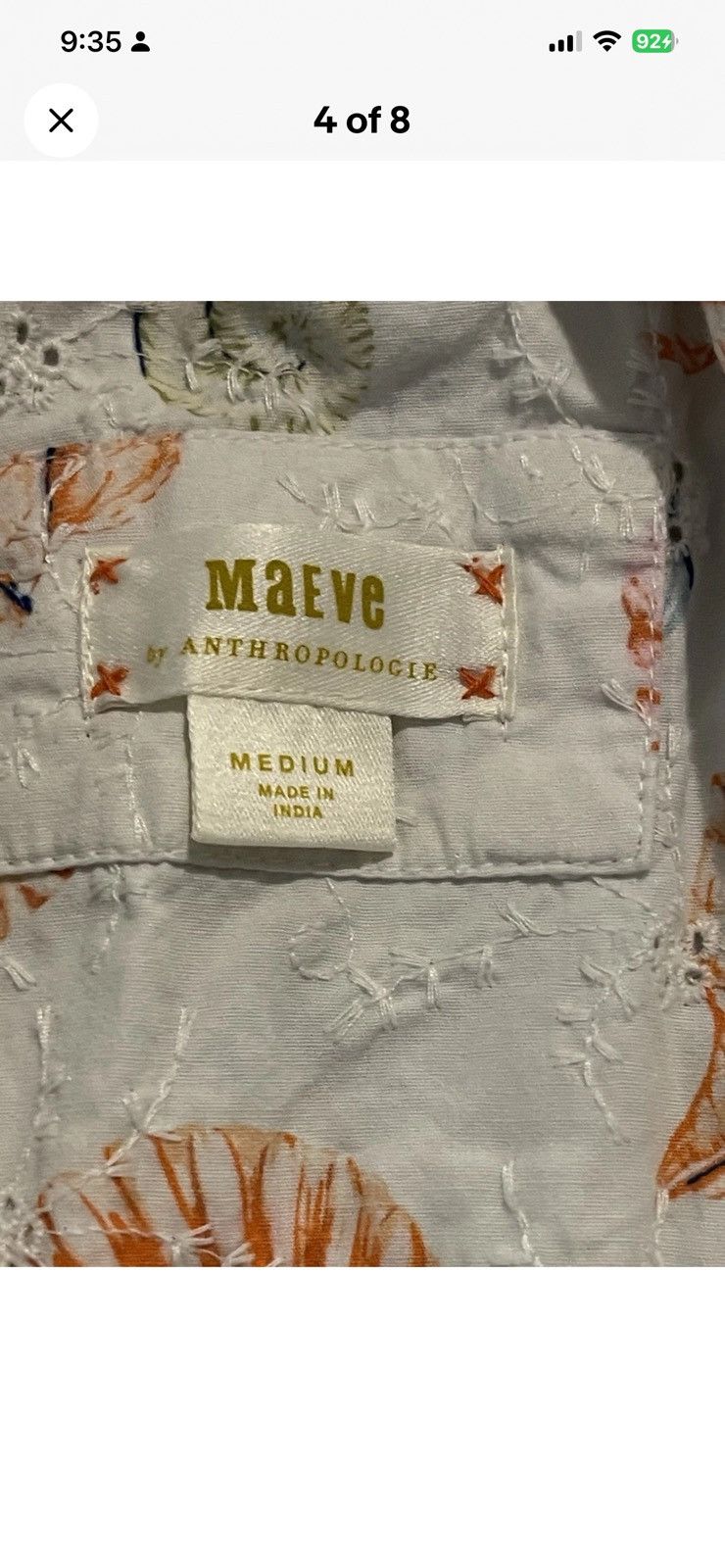 Anthropologie Maeve Women’s Cropped Tie Waist Seashell Eyelet Wrap Blouse Size M / US 6-8 / IT 42-44 - 4 Thumbnail