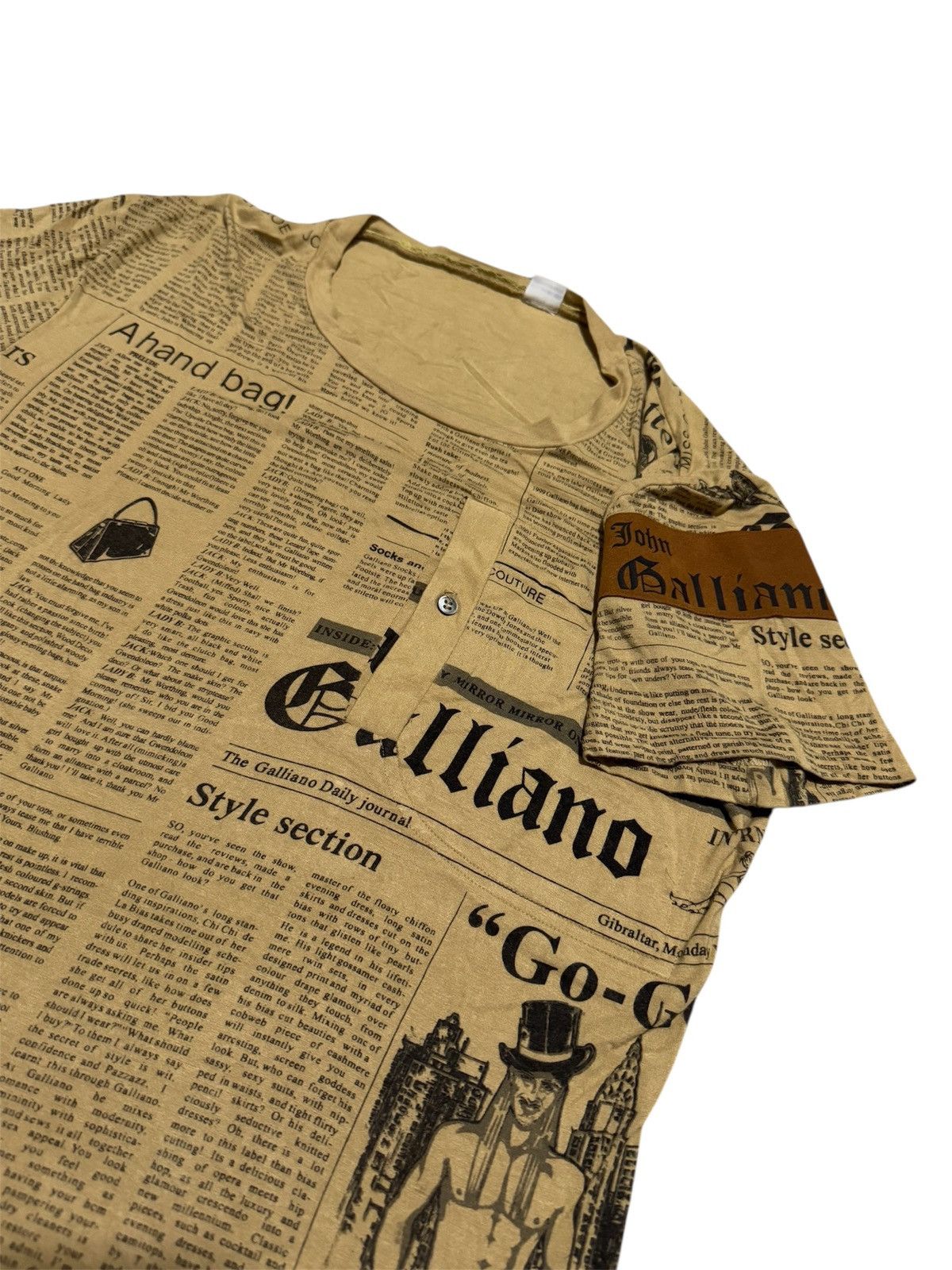 Jean Paul Gaultier × John Galliano RARE! Galliano Newspaper Shoulder Suede Single Pocket Shirt Size US M / EU 48-50 / 2 - 1 Thumbnail