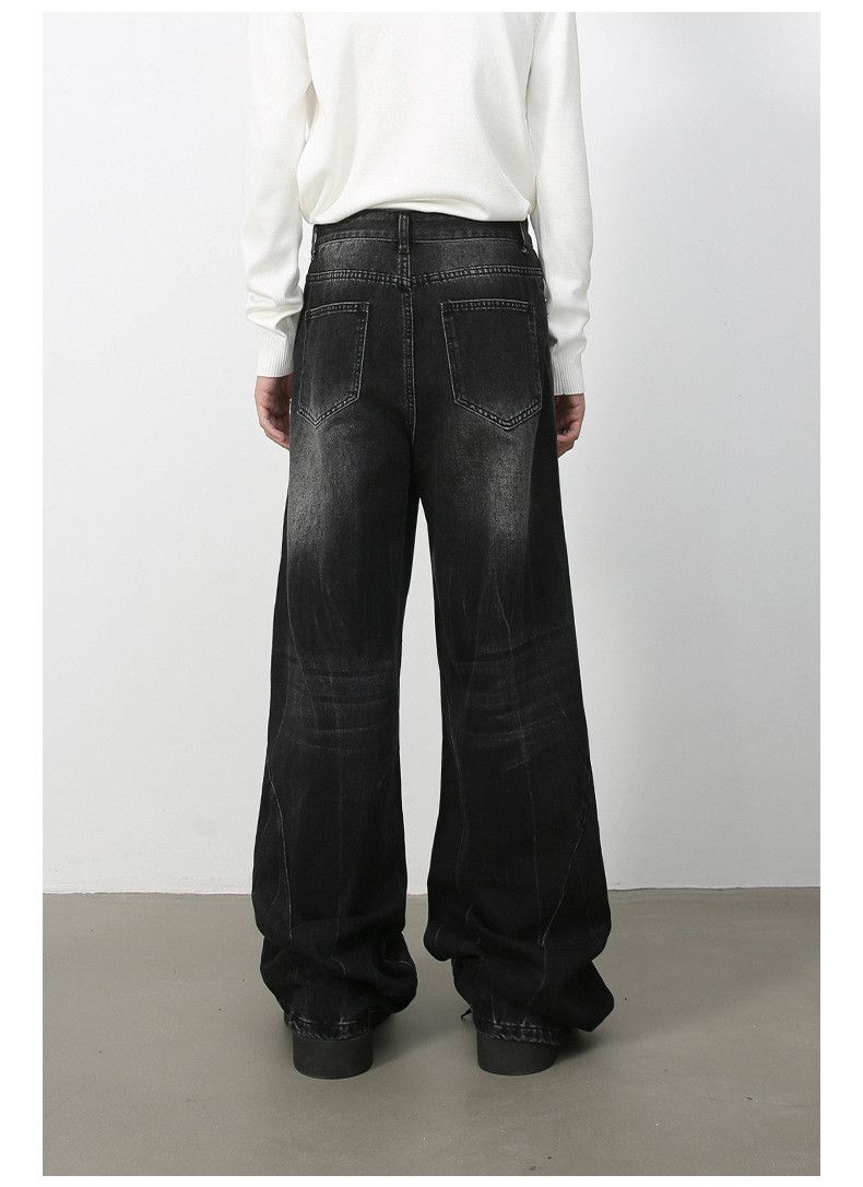 Japanese Brand × Jean Washed vintage distressed men's loose straight jeans Size US 34 / EU 50 - 6 Thumbnail