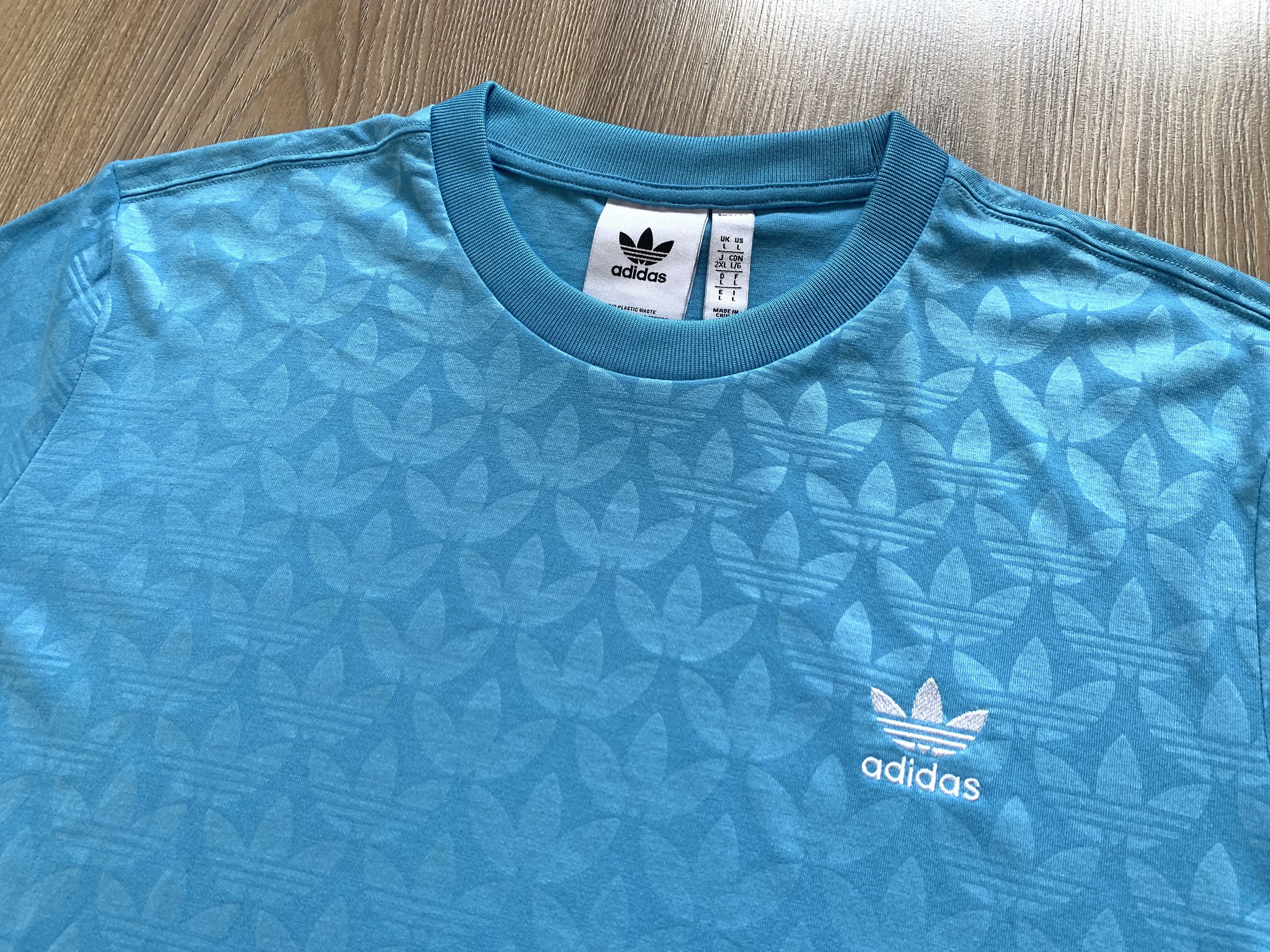 Adidas Adidas Originals Monogram Light Blue T-Shirt Size US L / EU 52-54 / 3 - 4 Thumbnail