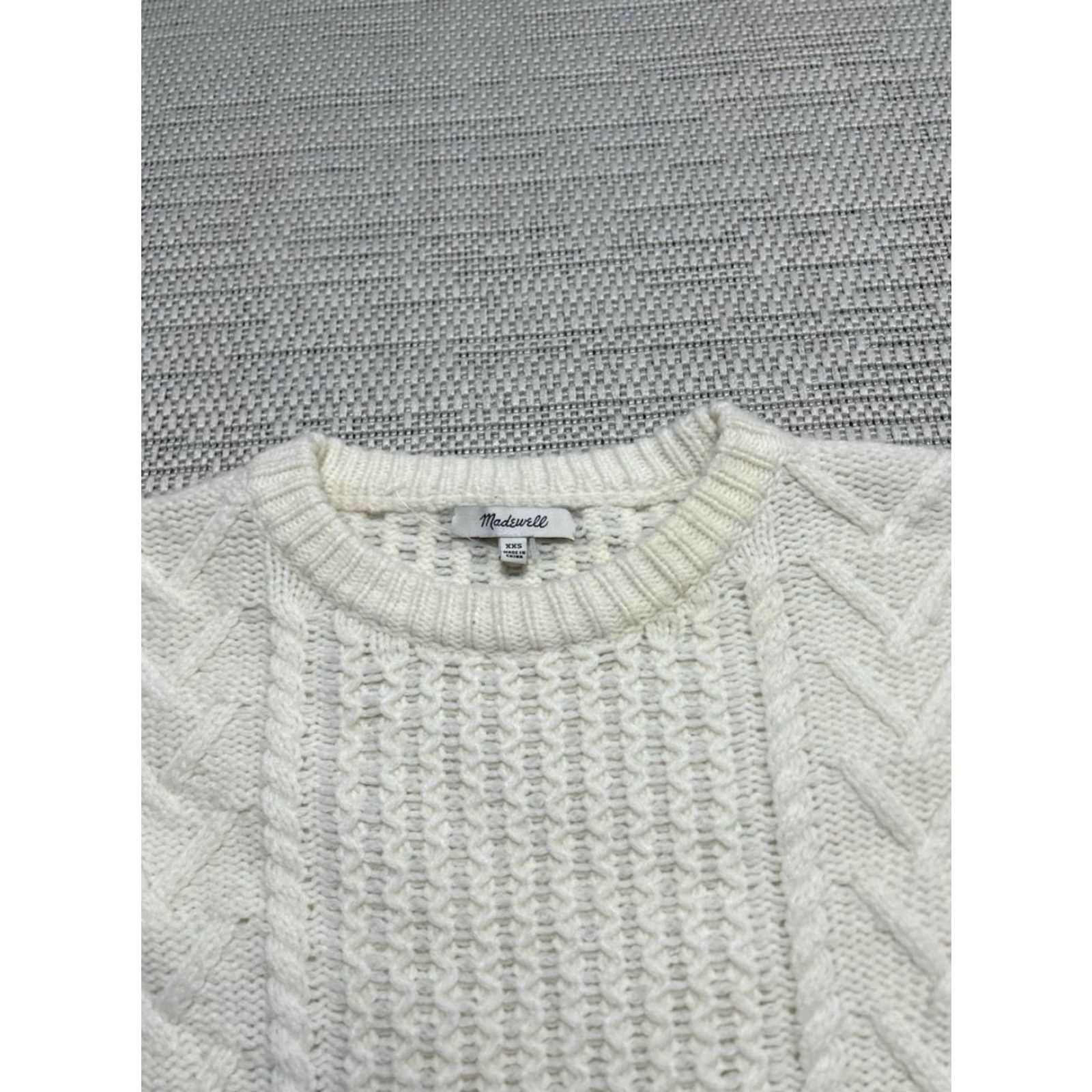Madewell Madewell Cable Knit Oversized Sweater Womens XXS Beige Merino Wool Textural Cozy Pullover Size XXS / US 00 / IT 34 - 3 Thumbnail