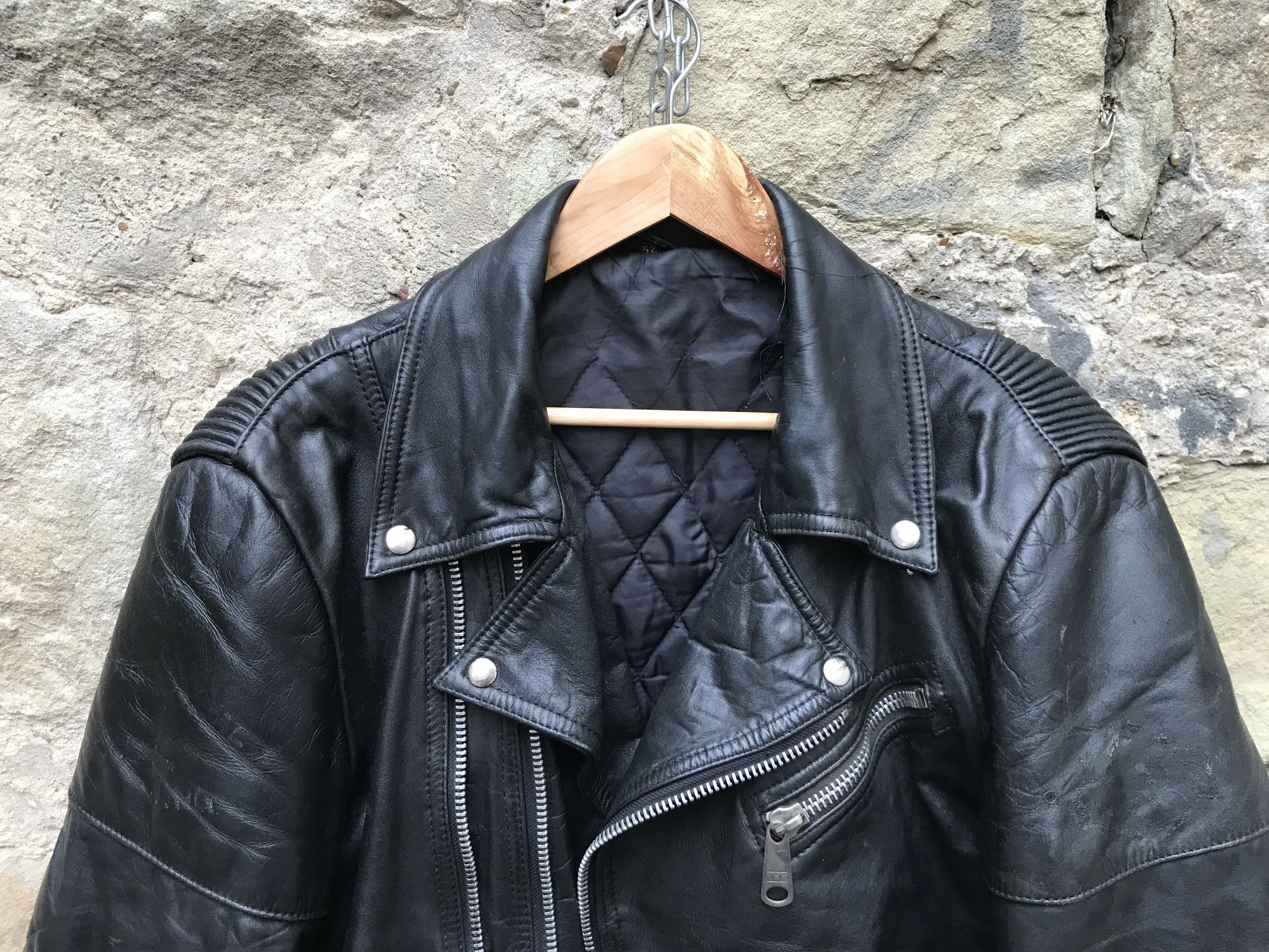 Vintage Rare Vintage 70s Sporty fit Twin Track Leather Biker Jacket Size US L / EU 52-54 / 3 - 3 Thumbnail