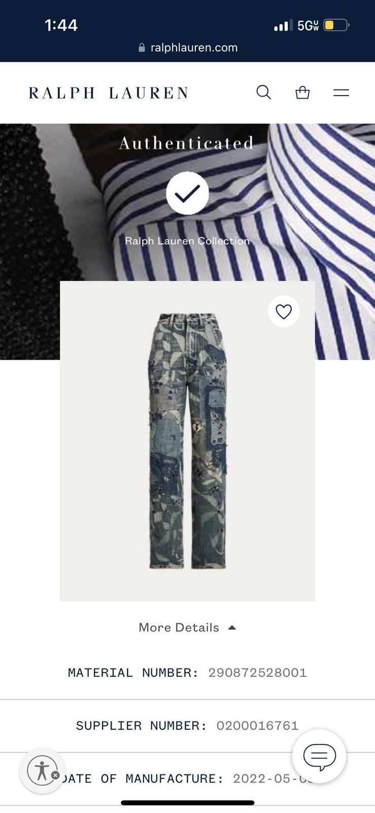 Ralph Lauren Purple Label Runway Tie-Dyed Hand Embroidered and Beaded Boro Jeans Size US 30 / EU 46 - 23 Thumbnail