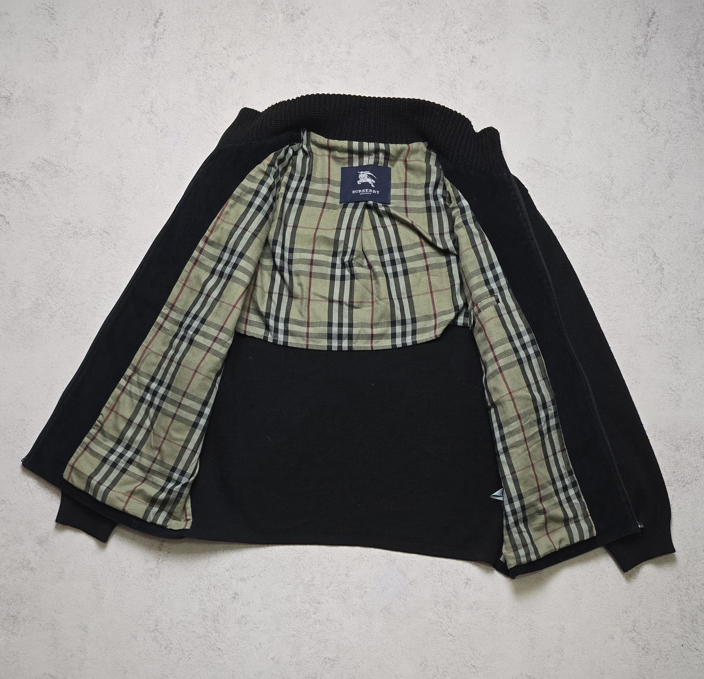 Burberry Sweater Jacket Merino Wool Corduroy Zip Nova Check Lined Size US XL / EU 56 / 4 - 16 Thumbnail