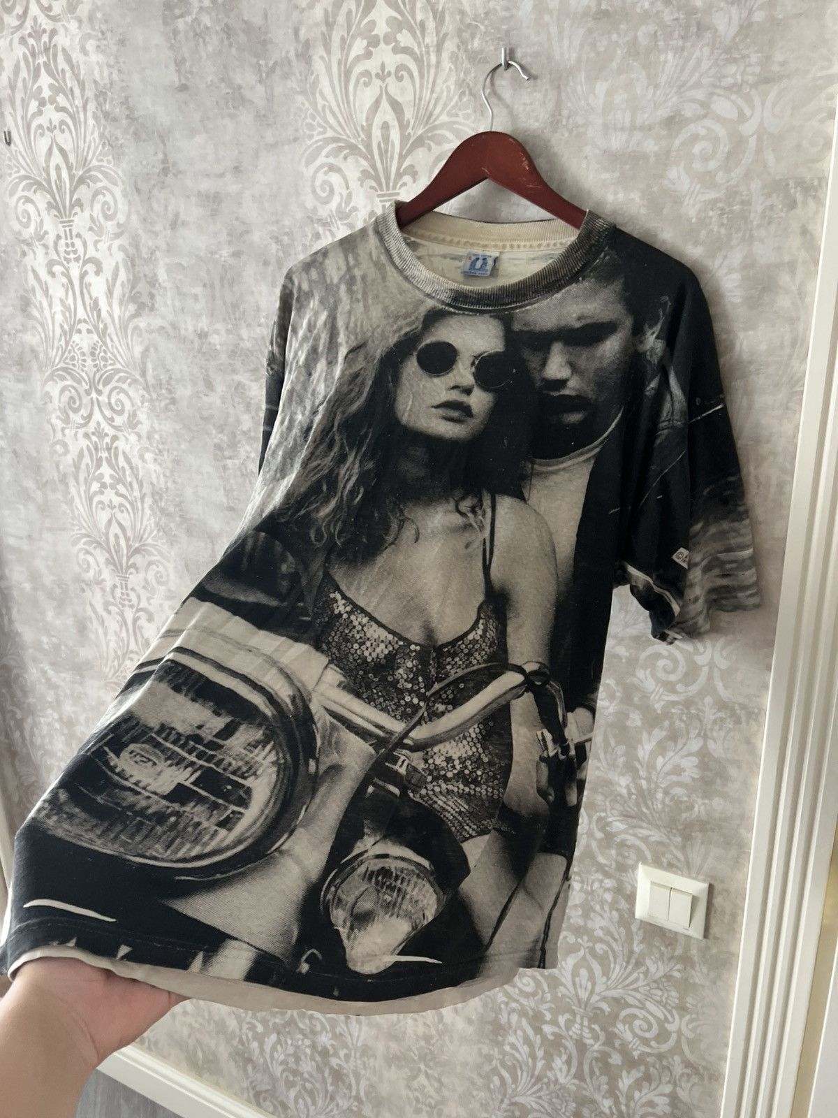 Vintage Vintage 90s All Over Print Biker Tee Graphic Harley Style Size US XL / EU 56 / 4 - 9 Thumbnail