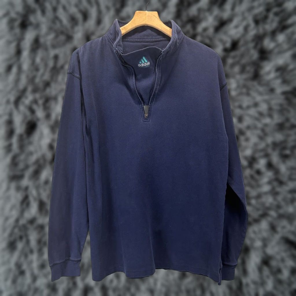 Adidas Vtg Pullover Shirt Mens 1/4 Zip Long Sleeve Sz X-Large Navy Blue Cotton Regular Casual 90s Read
